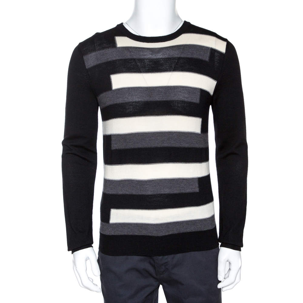 Prada Tricolor Striped Wool Crewneck Sweater L