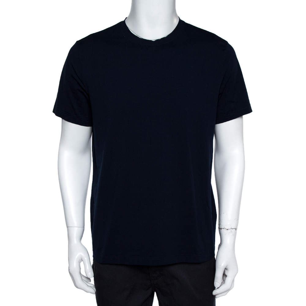 مملوكة مسبقًا تي شيرت برادا رقبة مستديرة قطن سترتش كحلي XL