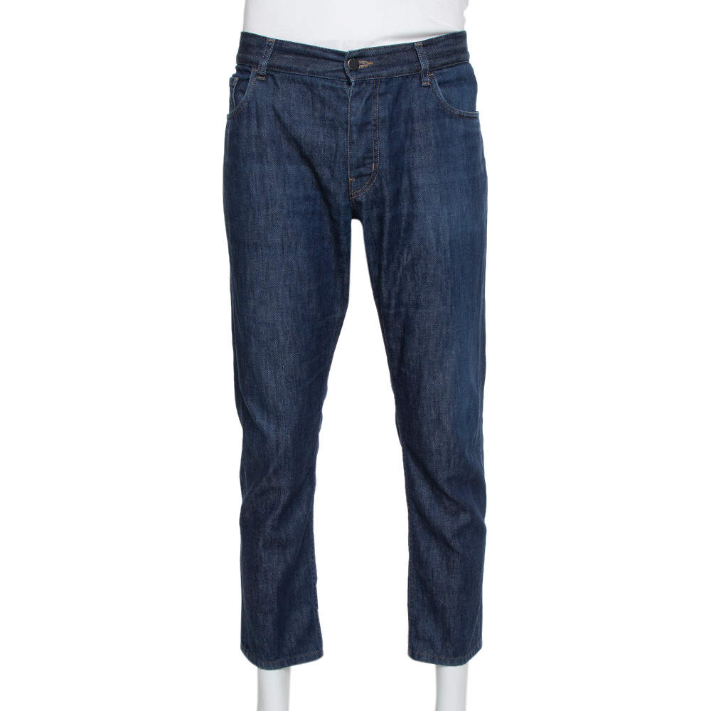 Pre Owned Prada Navy Blue Denim Straight Leg Jeans XL