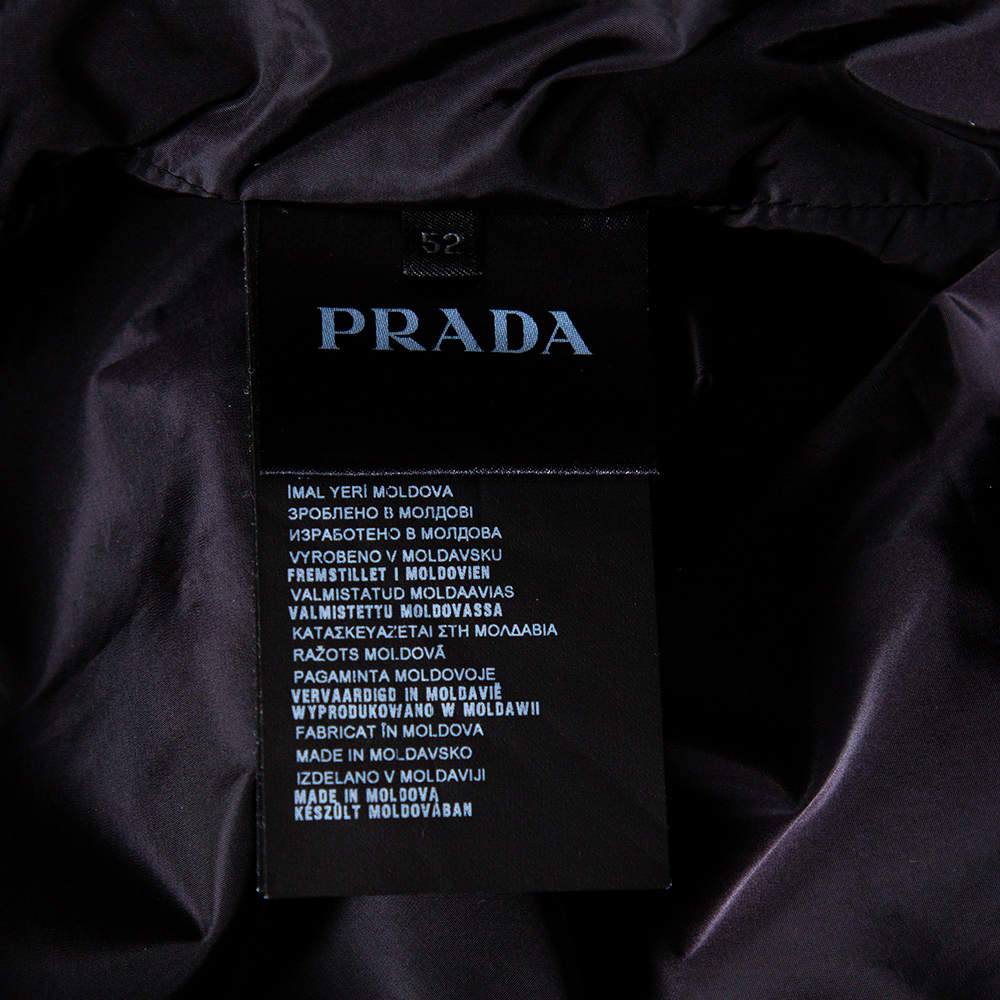 Prada Black Black Synthetic Cinched Hem Detail Jacket XL Prada