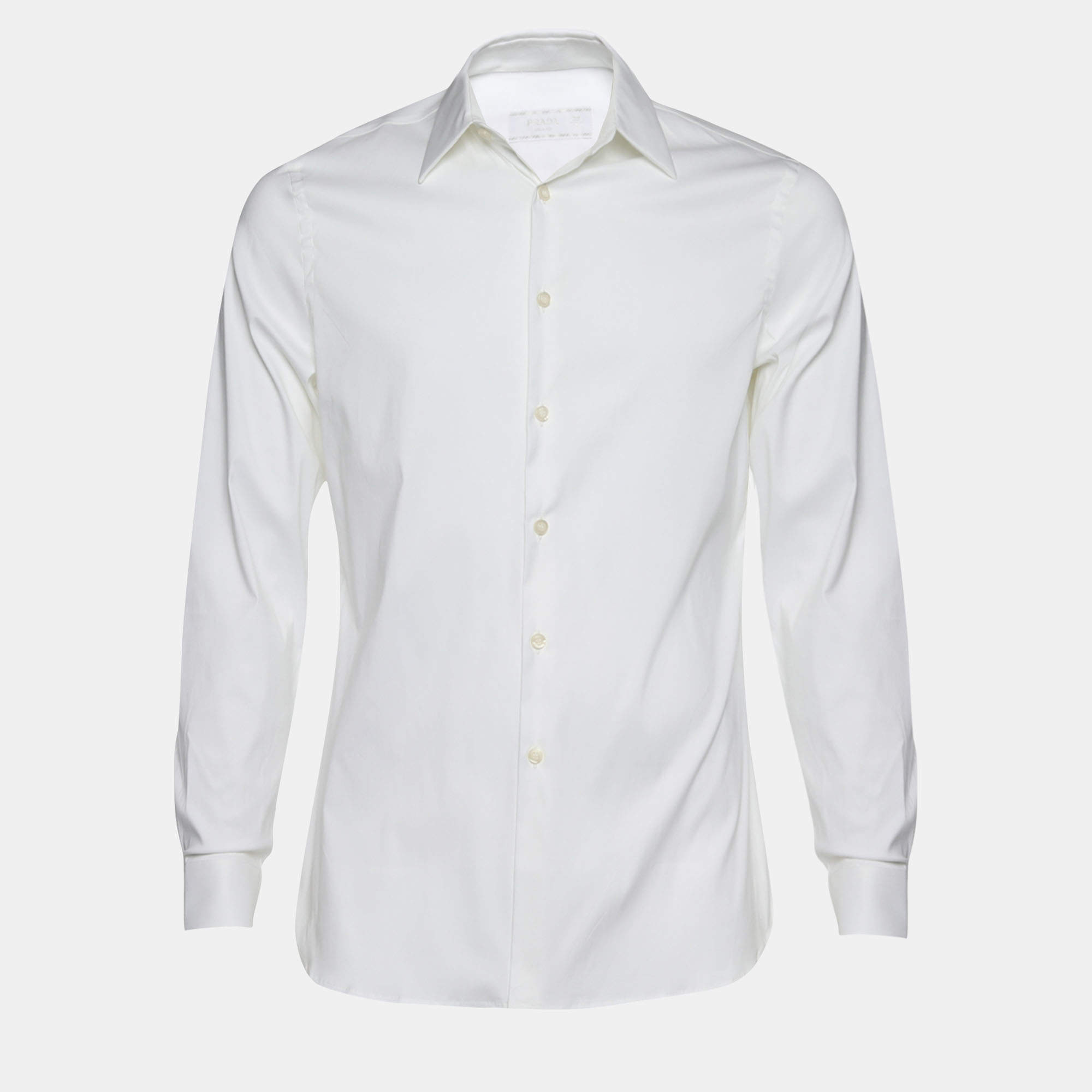 Prada White Stretch Poplin Button Front Shirt S