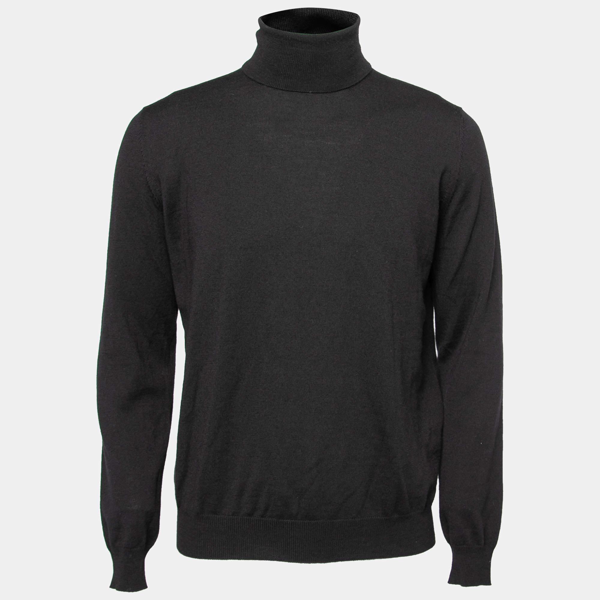 Prada Black Wool Knit Turtle Neck Long Sleeve Sweater L