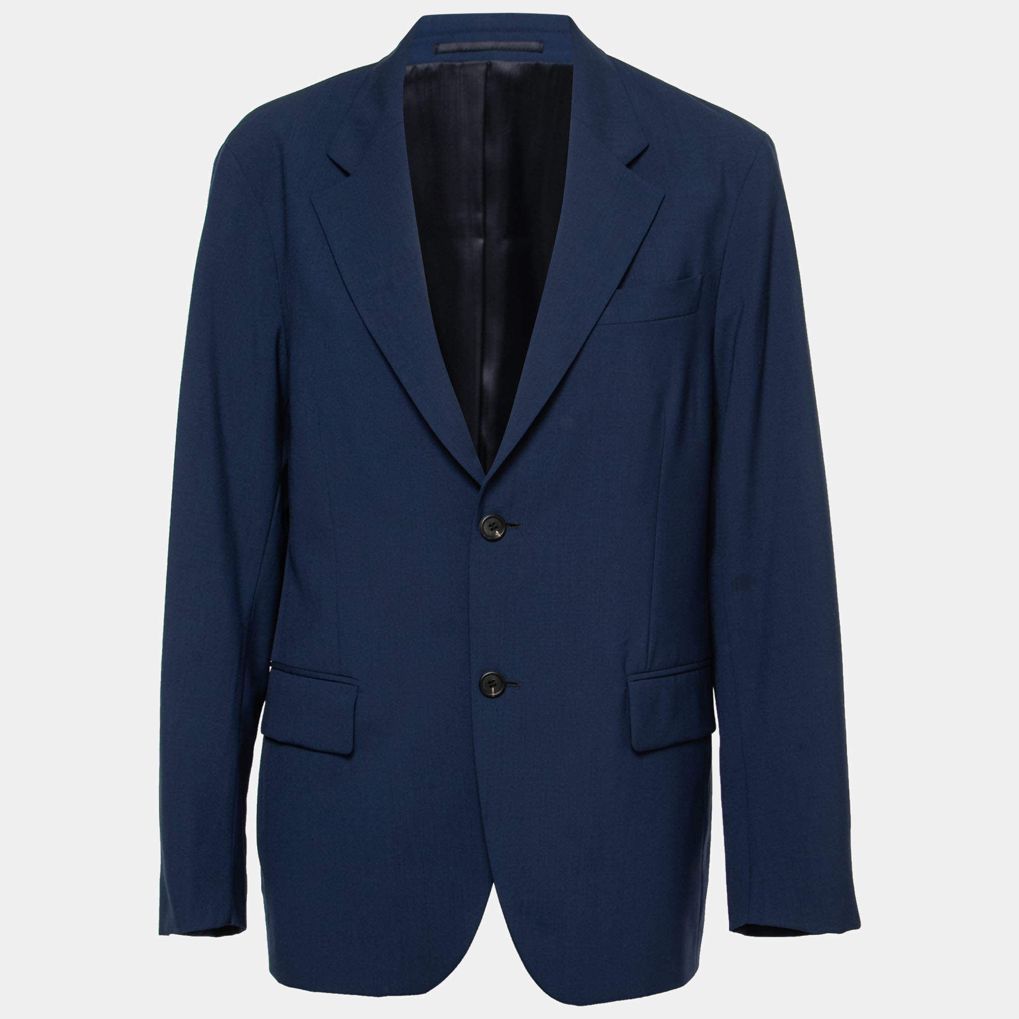 Prada Navy Blue Wool Button Front Blazer L