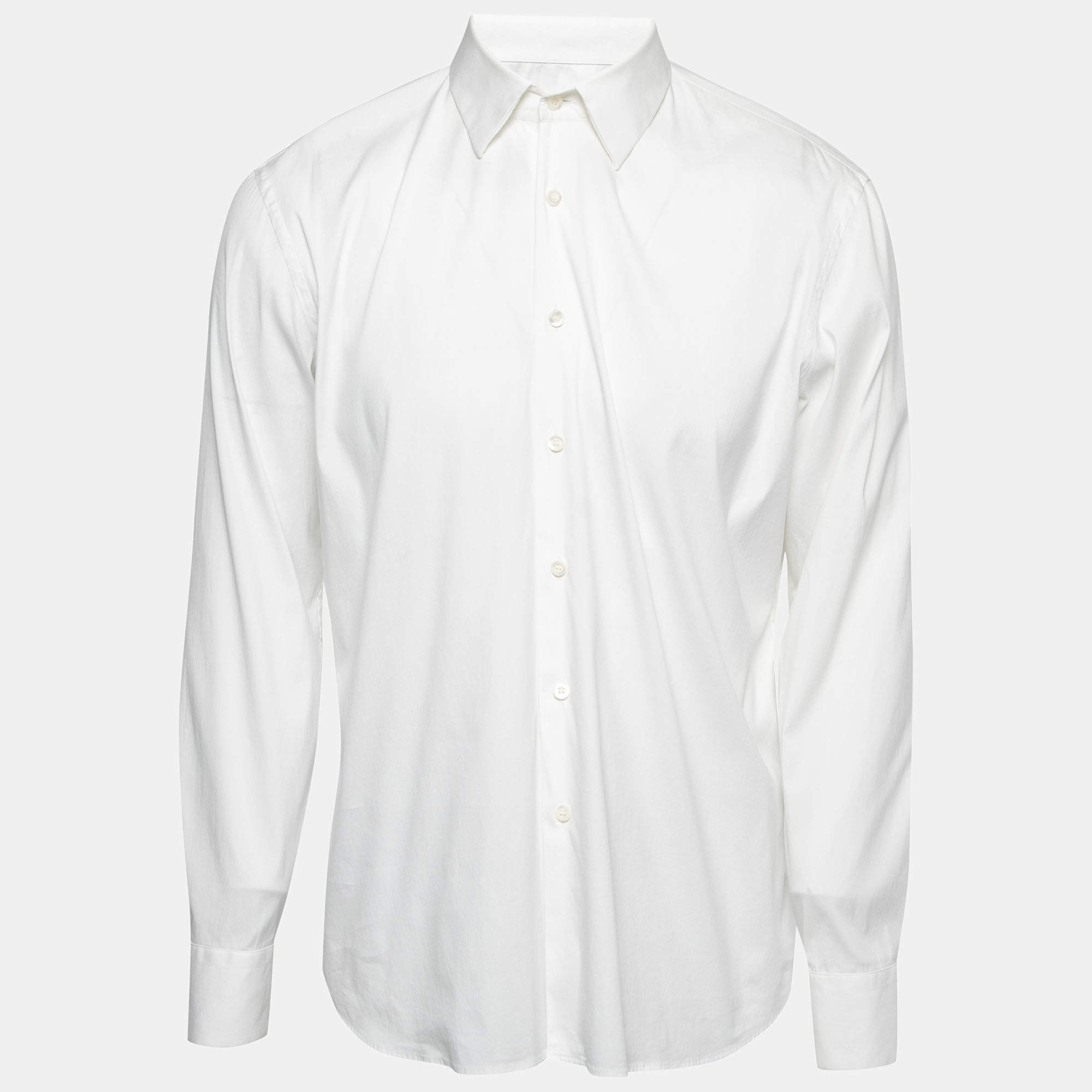 Prada White Stretch Cotton Button Front Shirt L Prada | TLC