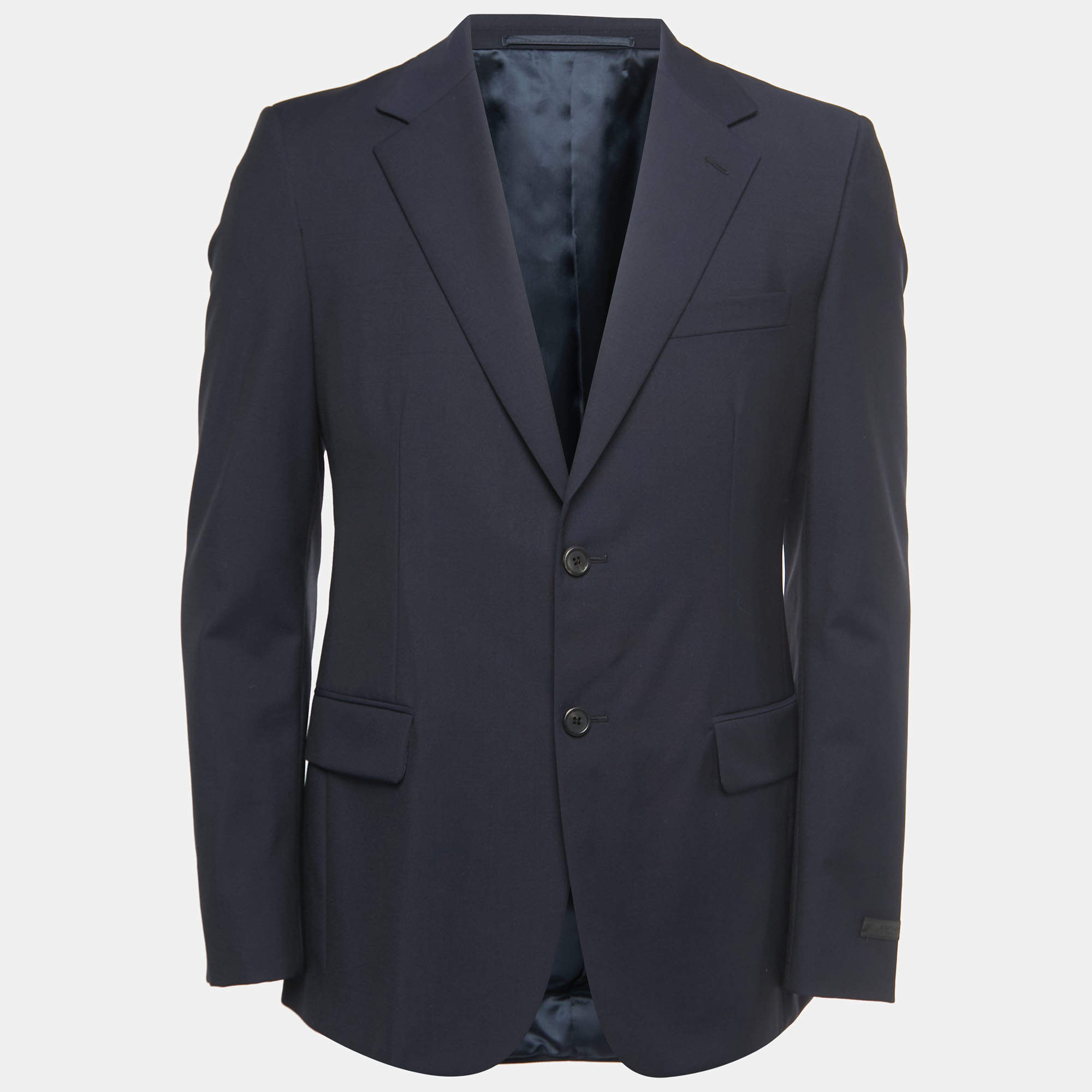 Prada Navy Blue Wool Single Breasted Blazer M