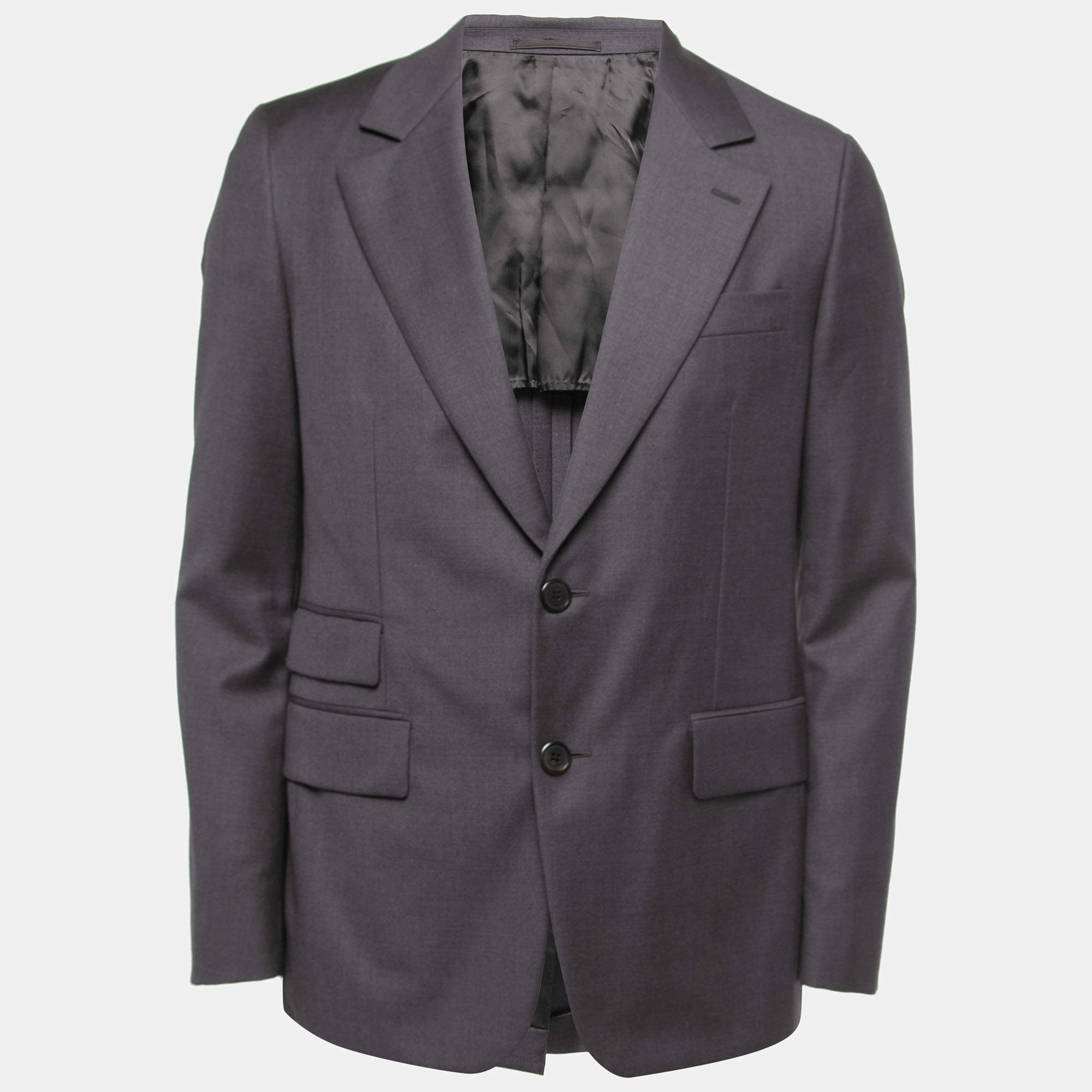 Prada Grey Wool Single Breasted Blazer L