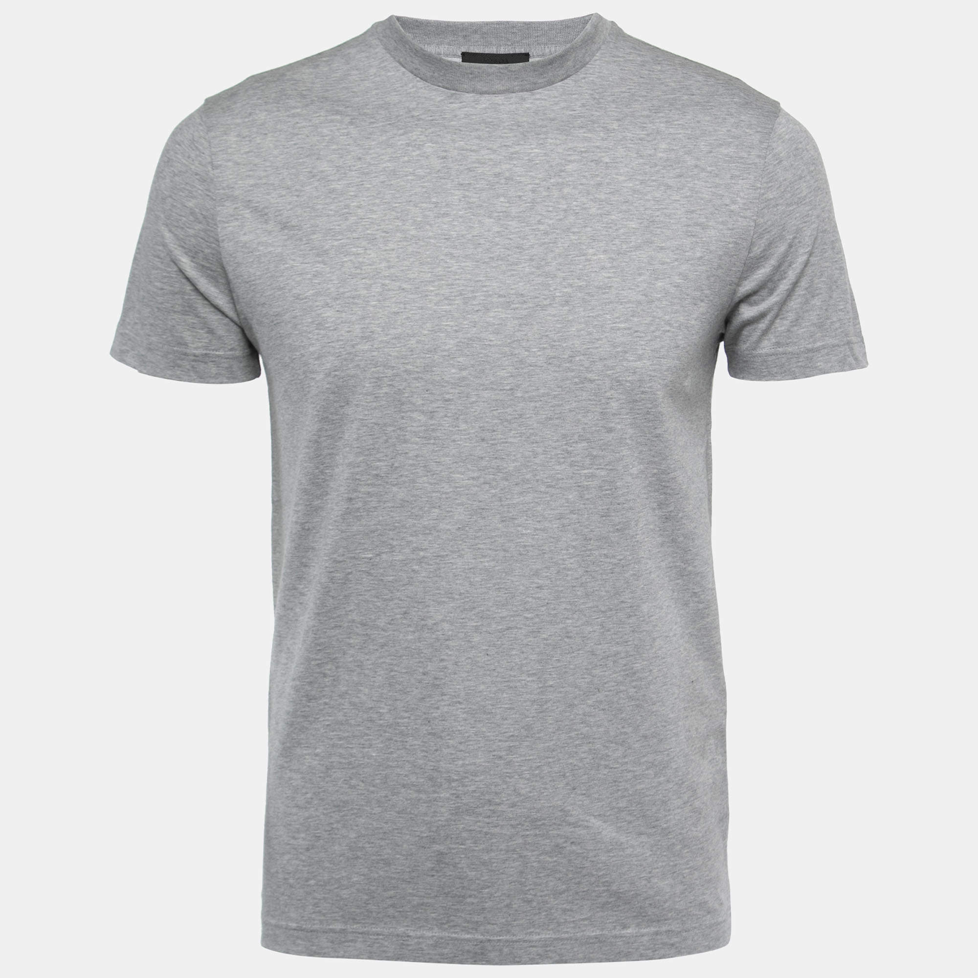 Pre Owned Prada Grey Cotton Jersey Crew Neck T-Shirt S