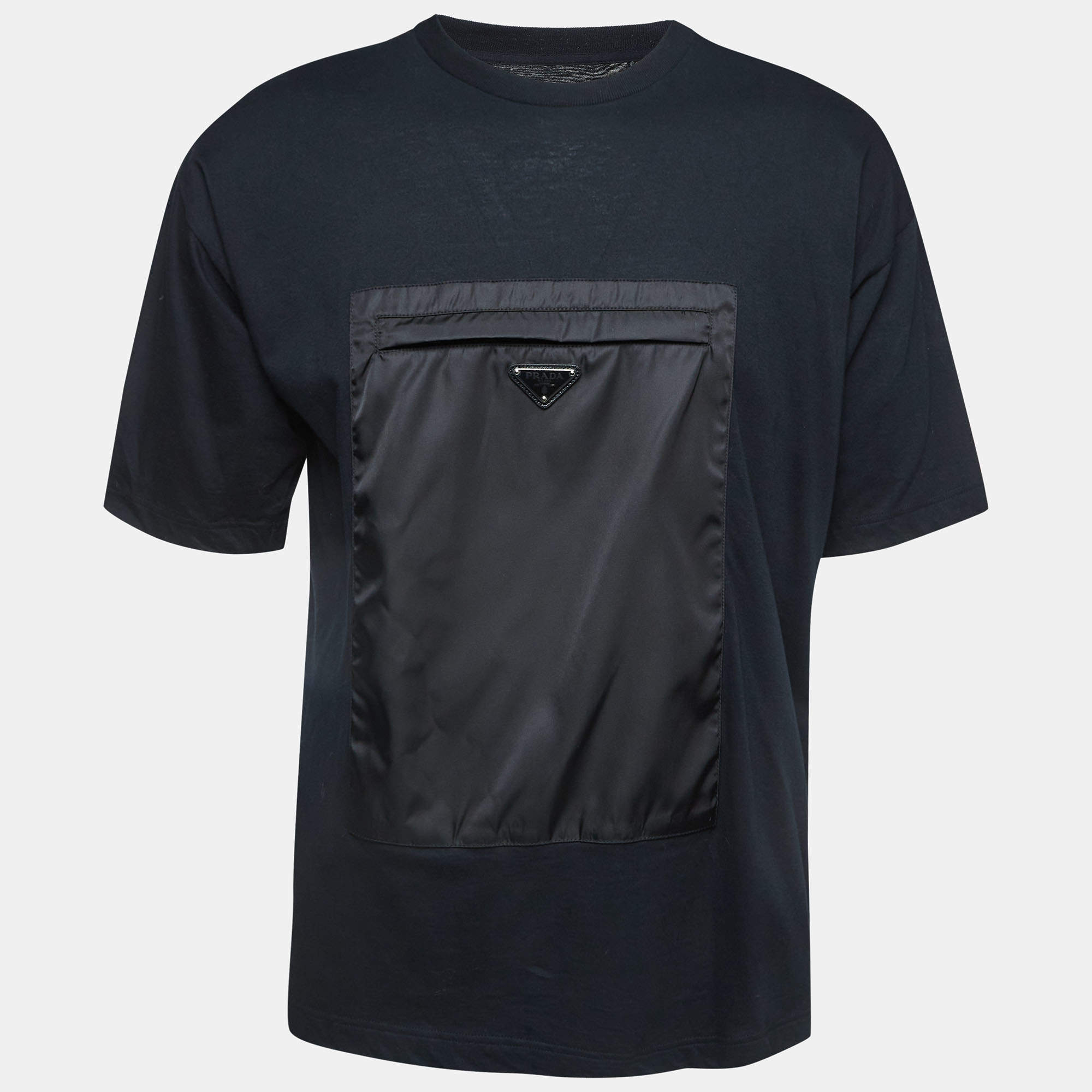 Prada Black Cotton Front Patch Pocket Detail T-Shirt L