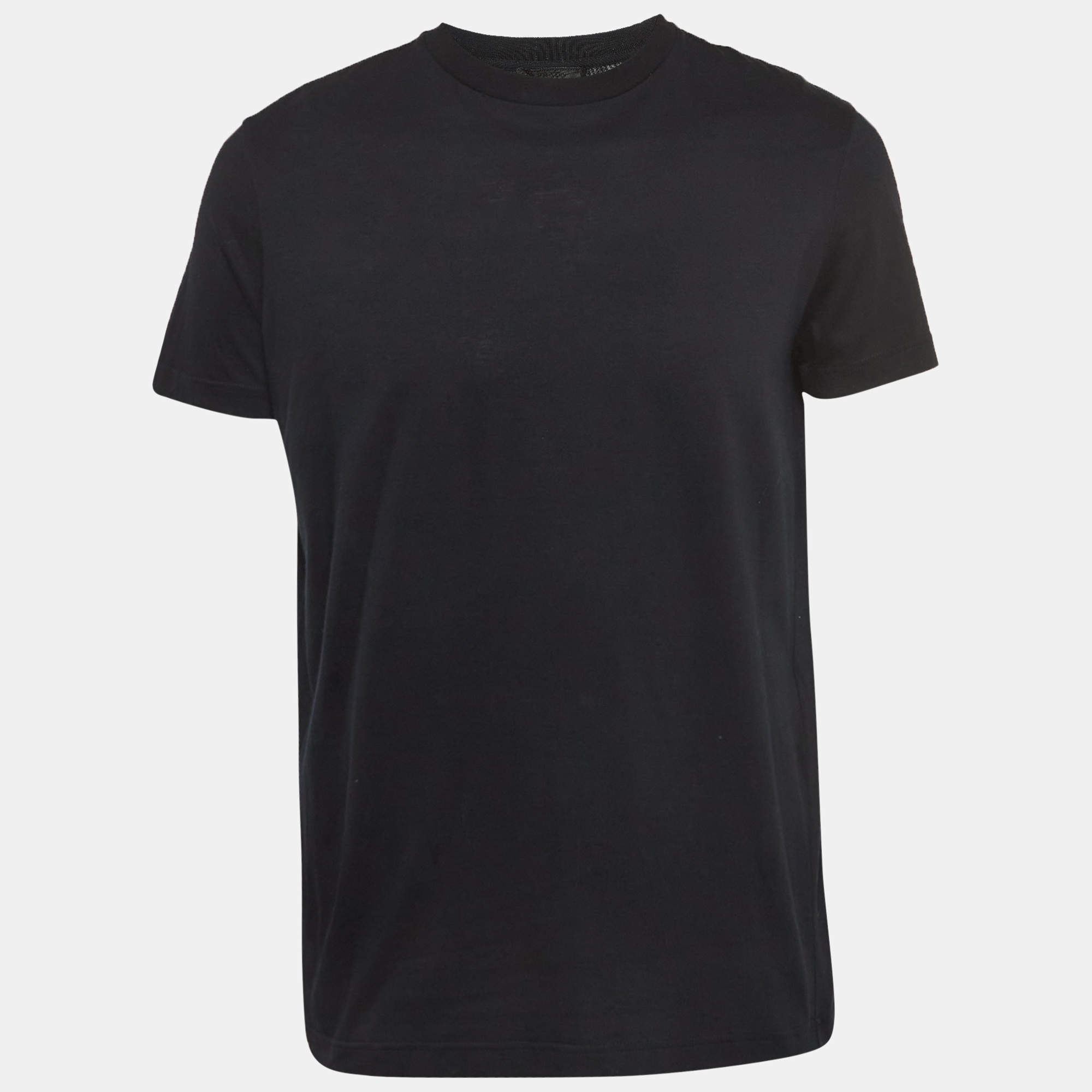 Prada Black Cotton Crew Neck T-Shirt L