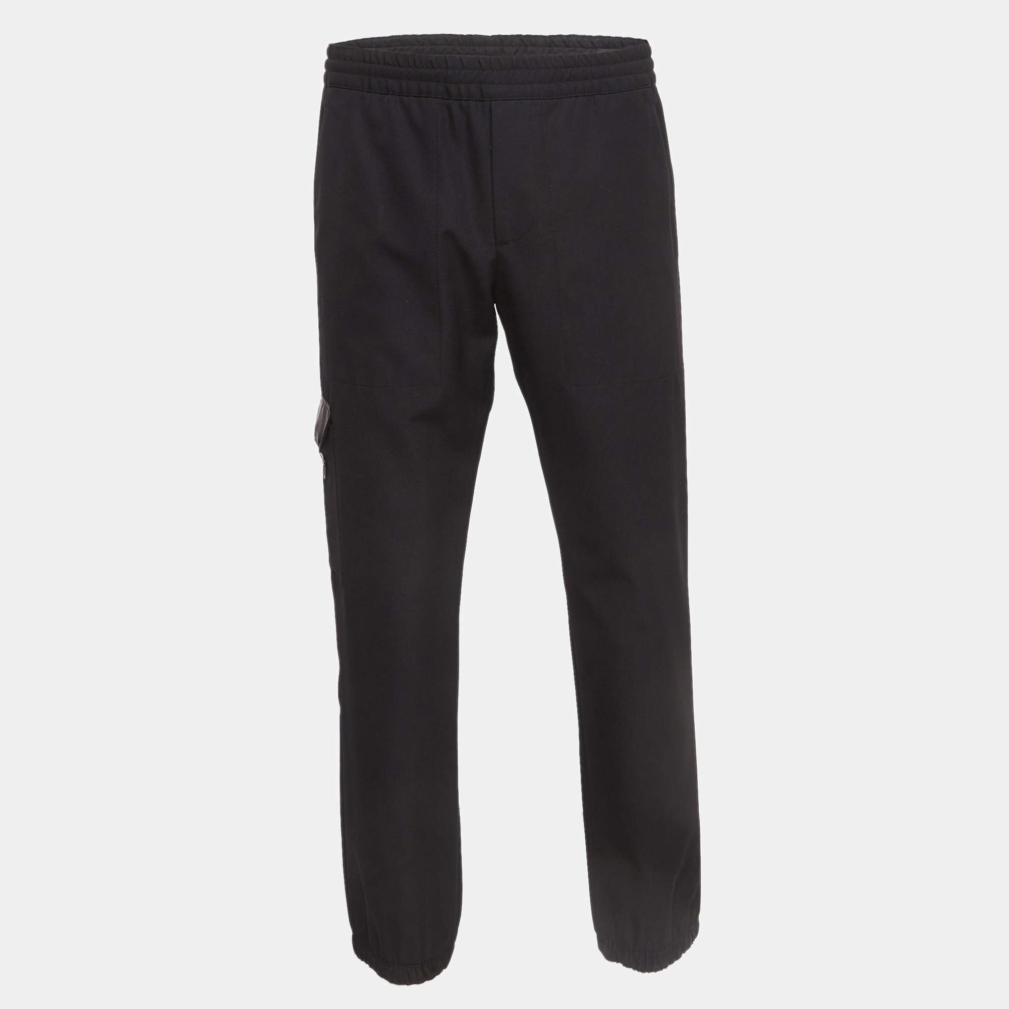 Prada Black Virgin Wool Drawstring Jogger Pants M