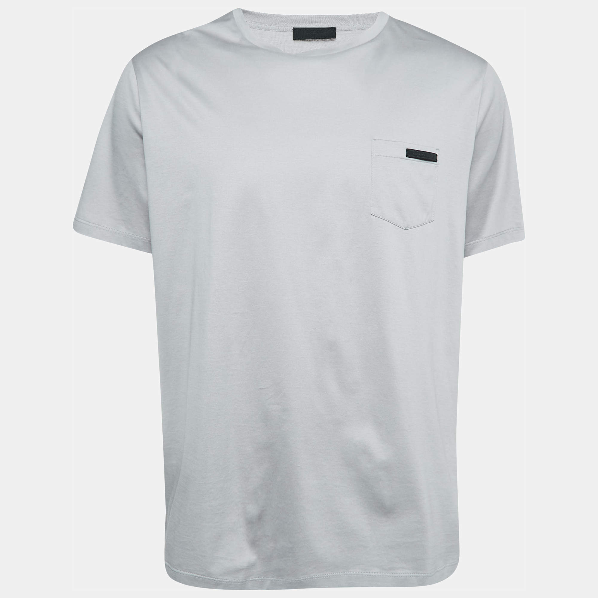 Prada Grey Cotton Chest Pocket Half Sleeve T-Shirt XXXL