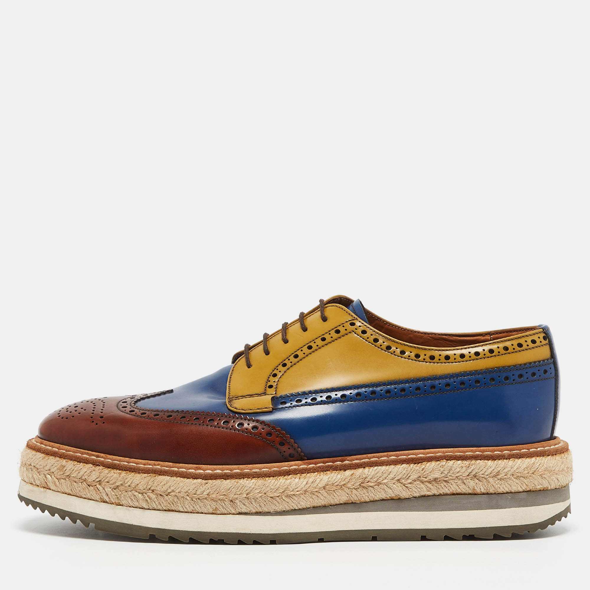 Prada Multicolor Leather  Lace Up Oxfords Size 40.5