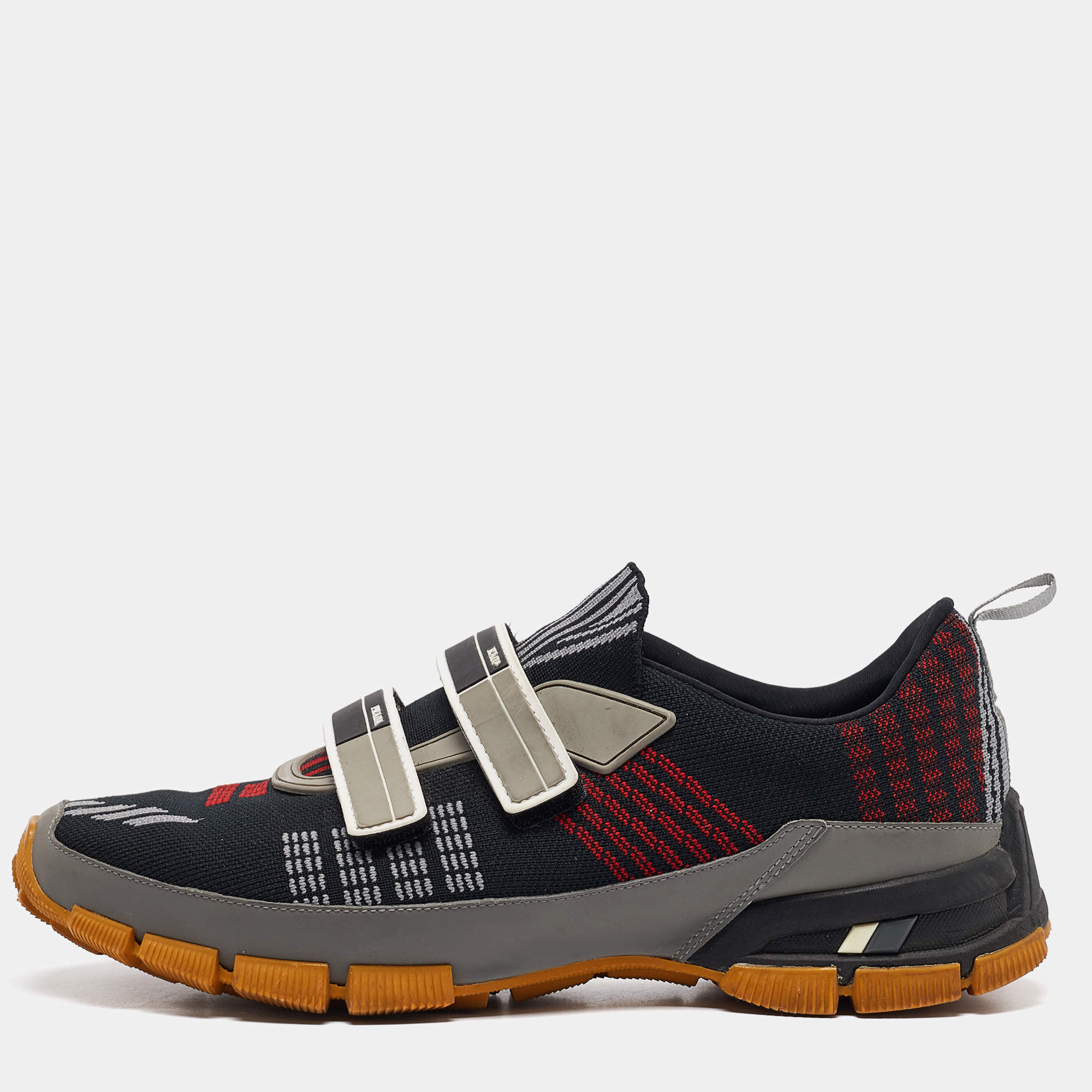 Prada Multicolor Knit Fabric Lace Up Sneakers Size 40