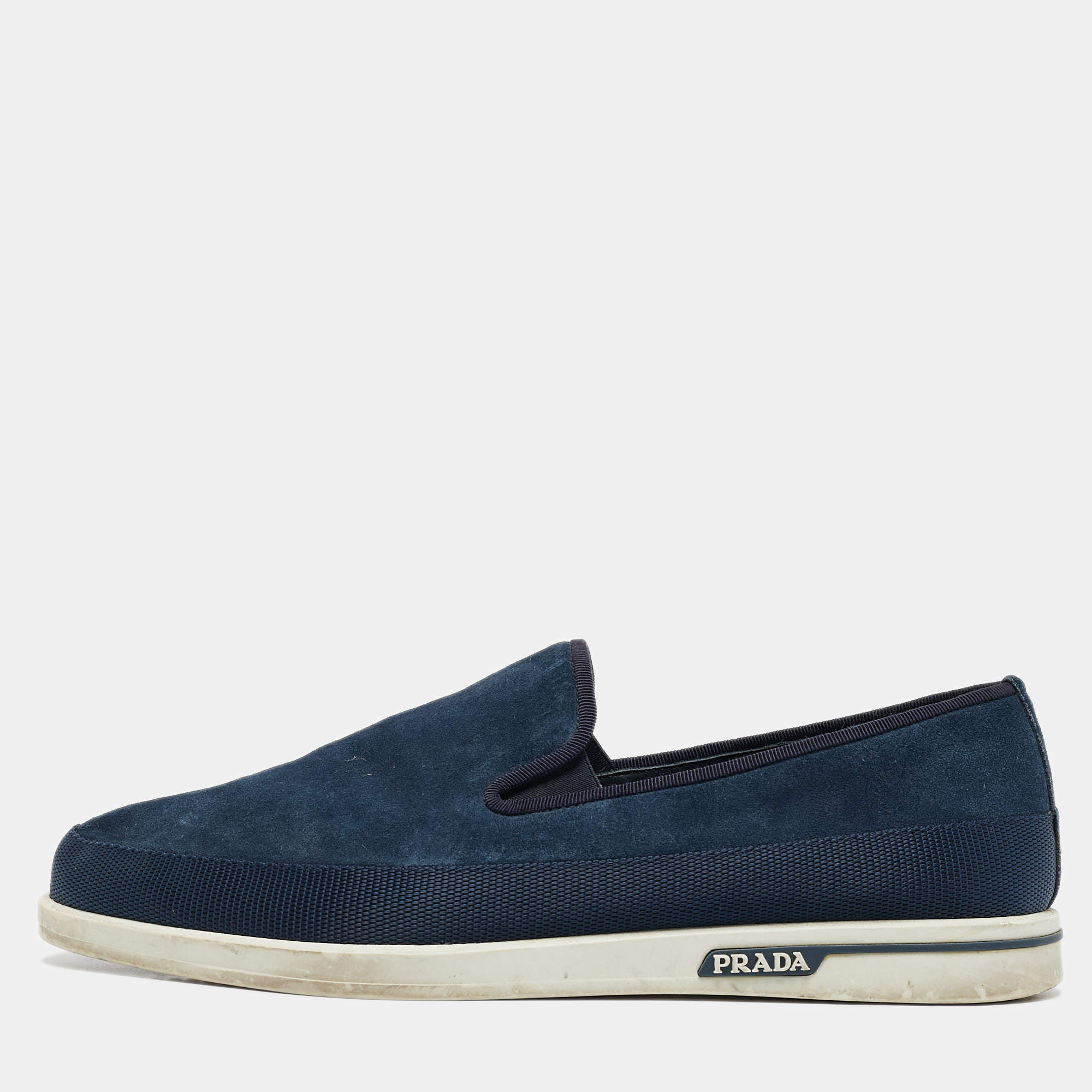 Prada Blue Suede Slip On Sneakers Size 43