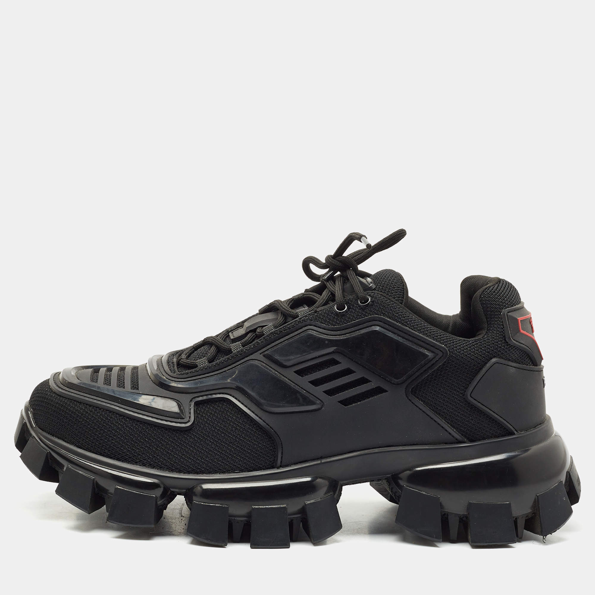 Prada Black Canvas and Rubber Cloudbust Thunder Sneakers Size 43