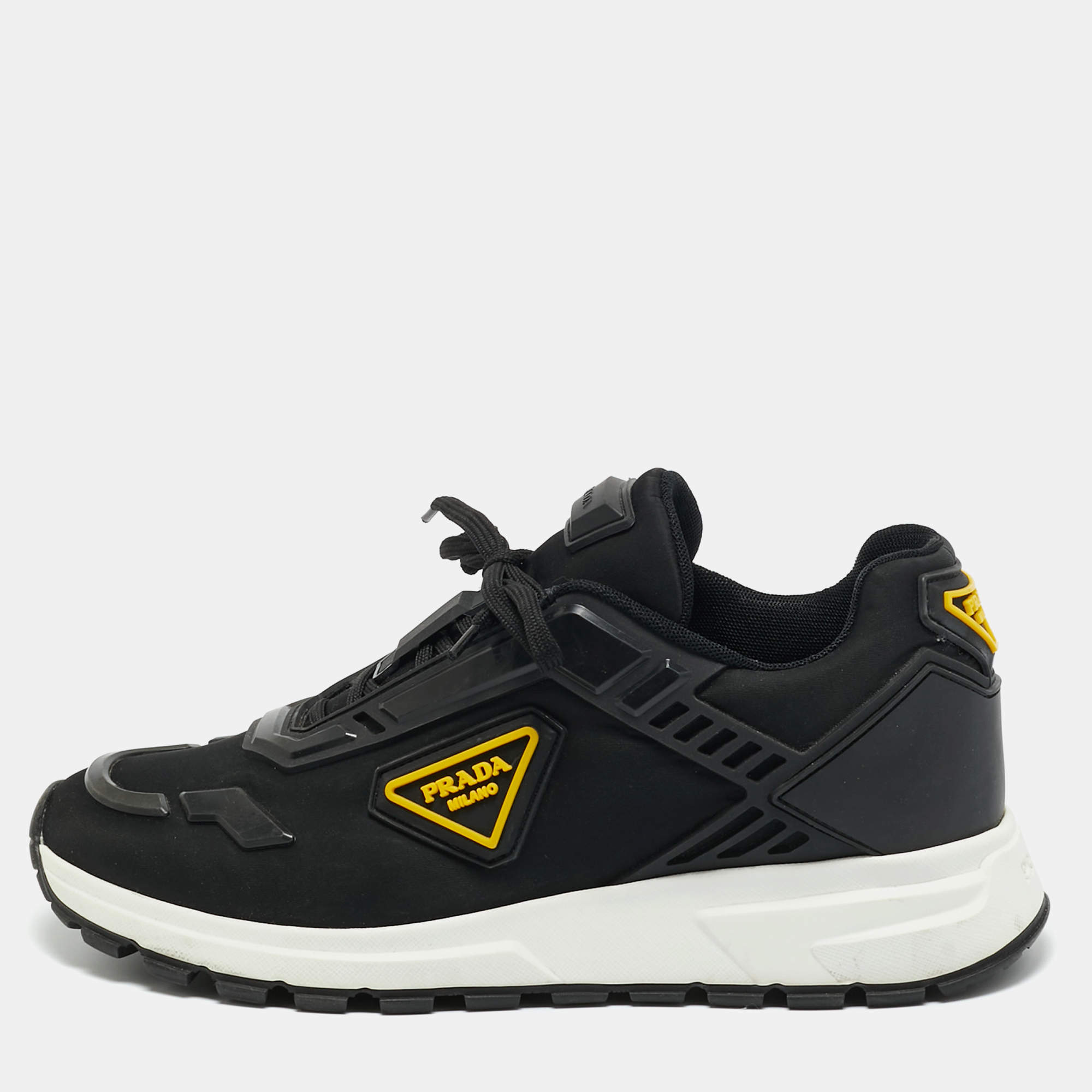 Pre Owned Prada Black Nylon and Rubber Prax 01 Lace Up Sneakers Size 42