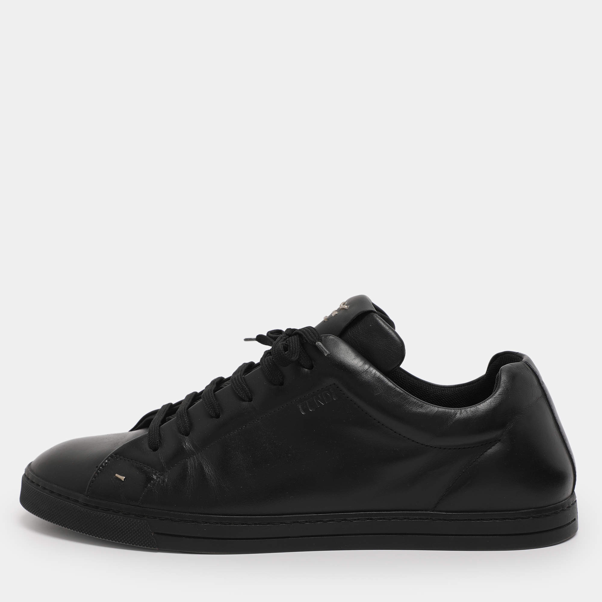 Pre Owned Prada Black Leather Low Top Sneakers Size 44