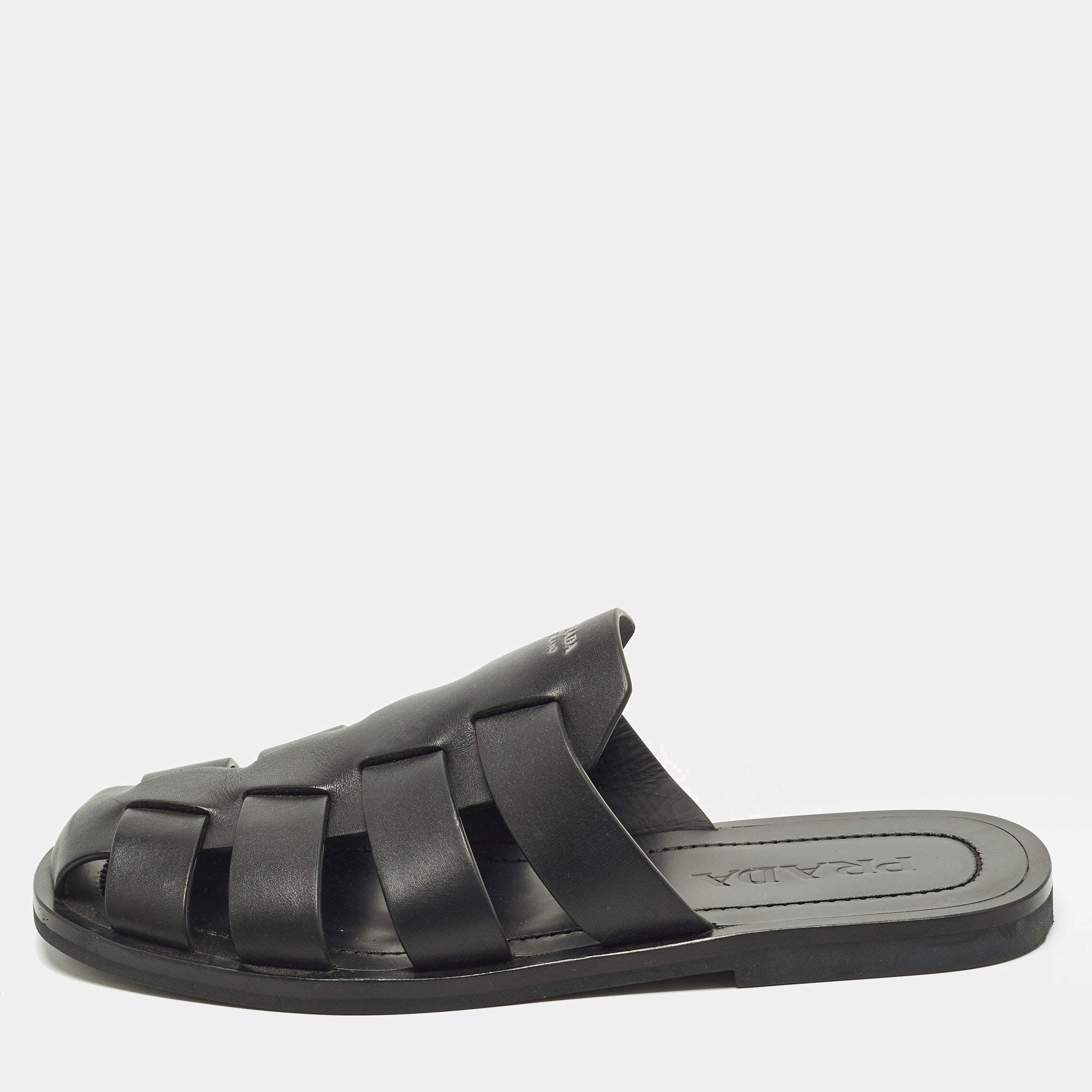 مملوكة مسبقًا حذاء برادا صياد جلد أسود مقاس 41