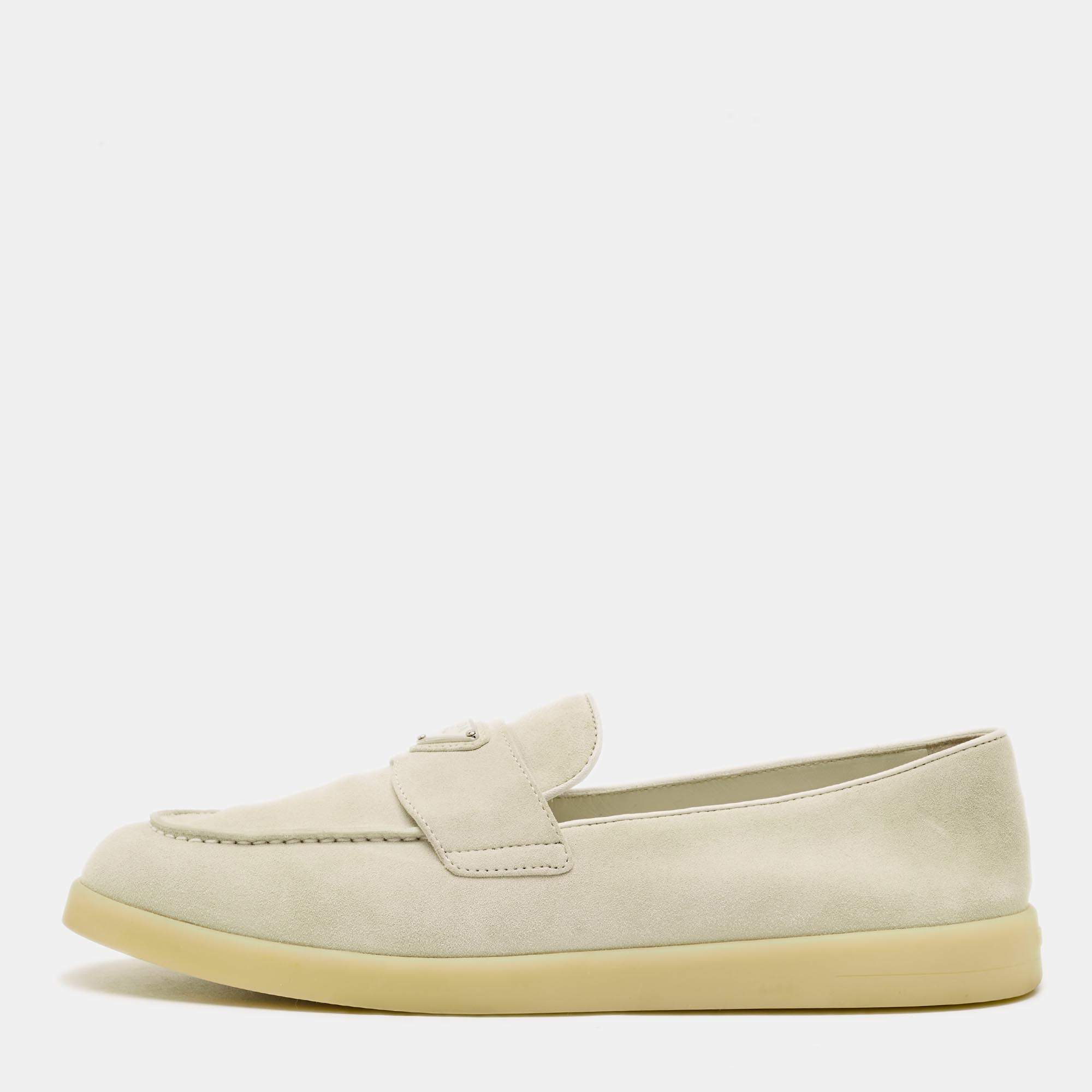 Pre Owned Prada Size 41 Grey Suede Slip On Loafers