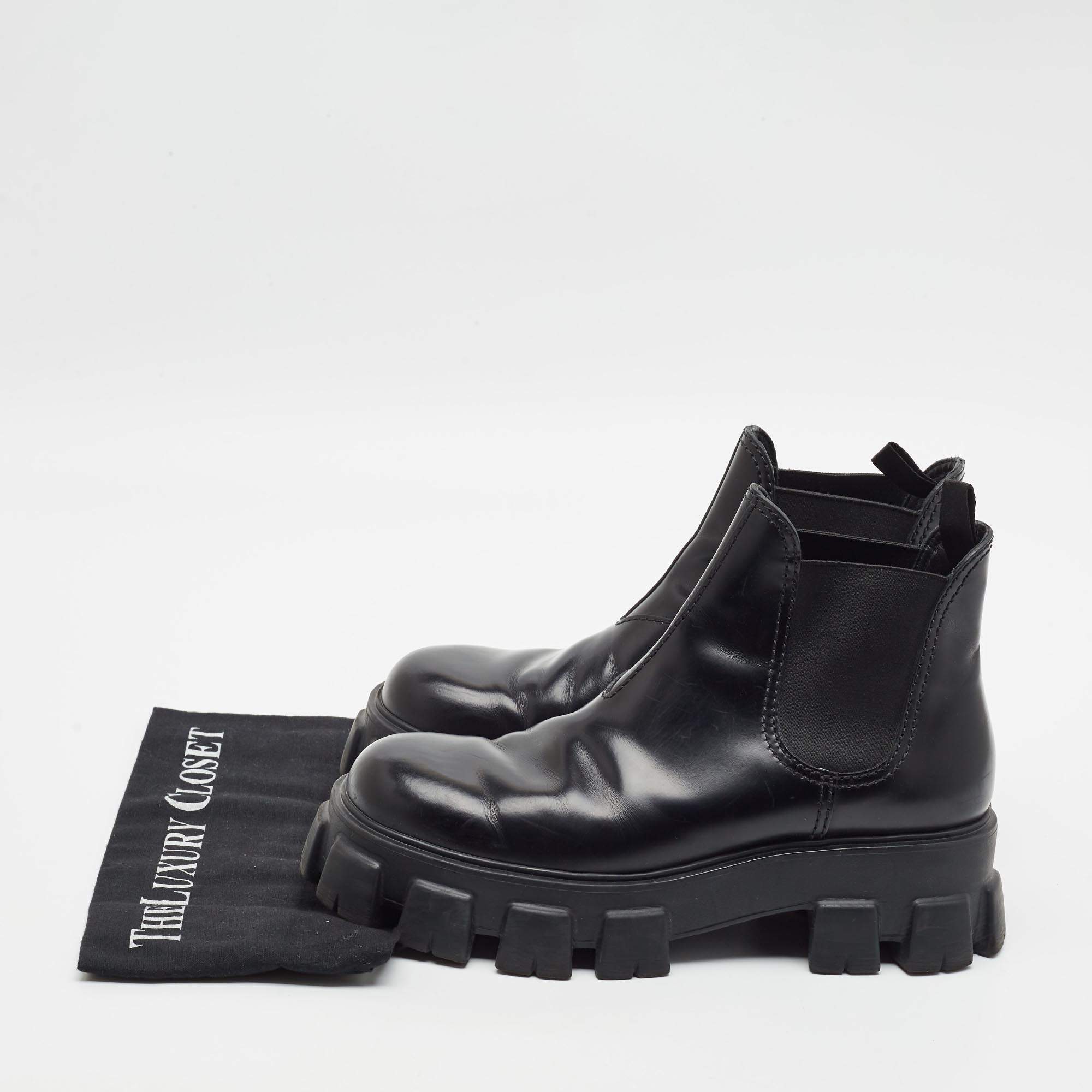 Prada Monolith Size 42 Black Leather Chelsea Boots Prada | TLC US