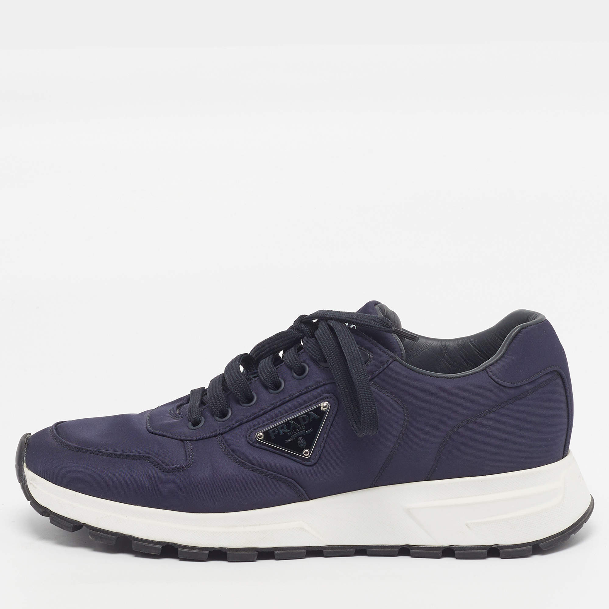 Pre Owned Prada Prax 01 Size 43 Blue Nylon Lace Up Sneakers