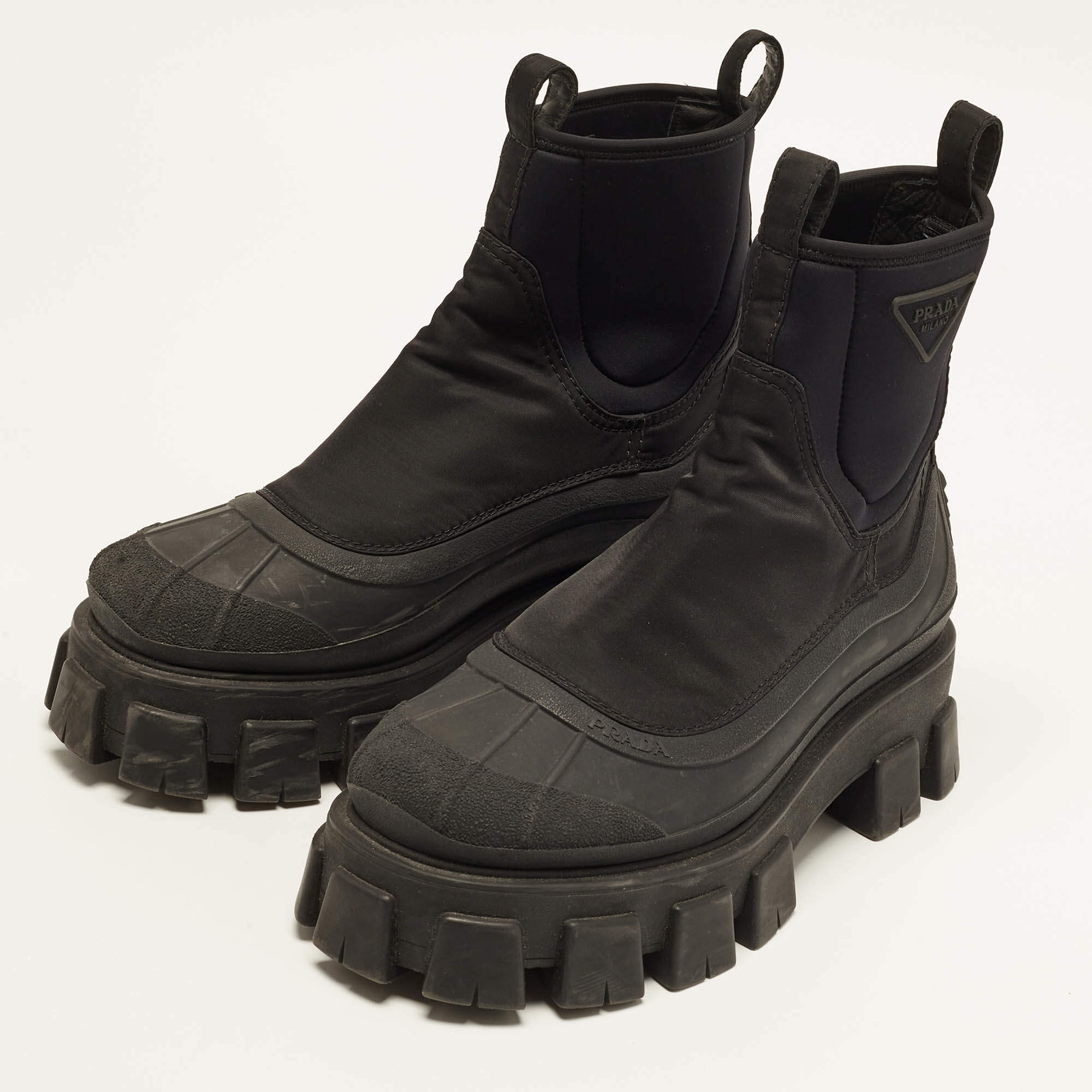 PRADA ブラック レインブーツ　41 luxury-men-prada-used-shoes-