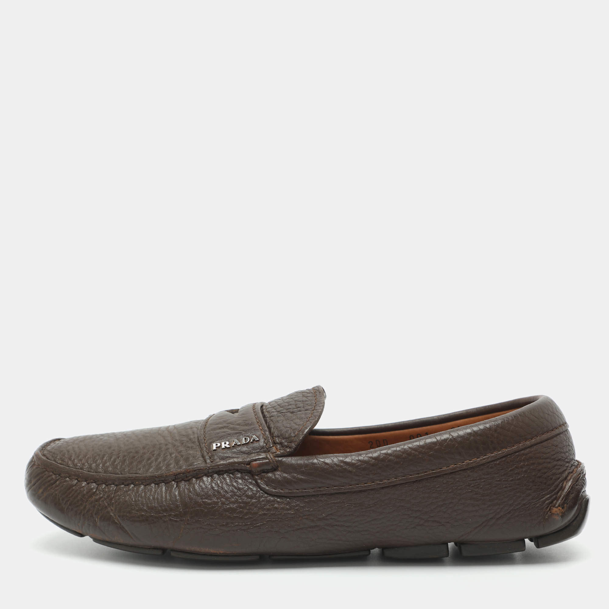 Pre Owned Prada Size 42.5 Brown Leather Loafers