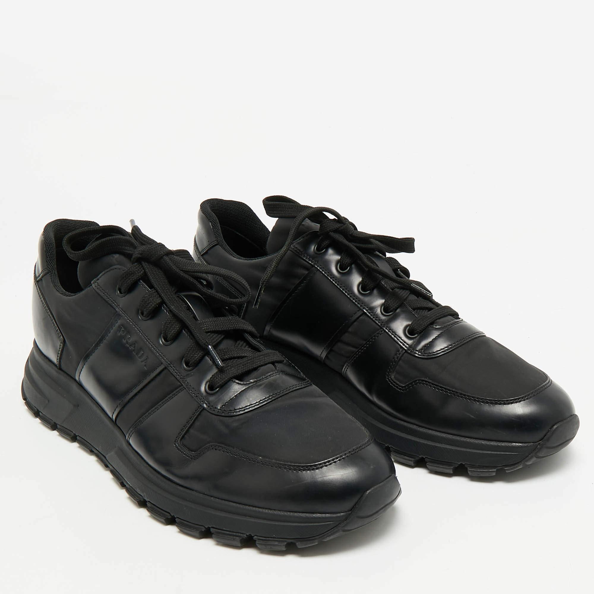prada 　44 Prada Sport Size 44 Black Leather Velcro Low Top Sneakers Prada
