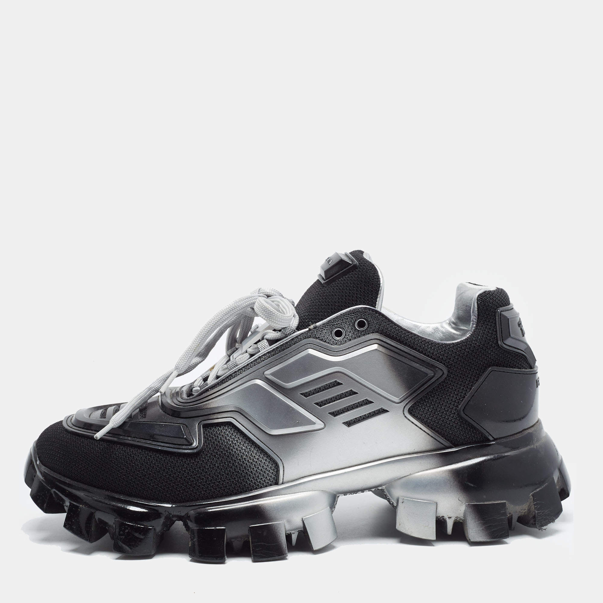 مملوكة مسبقًا Prada Cloudbust Thunder Size 42 Black/Silver Fabric and Leather Sneakers