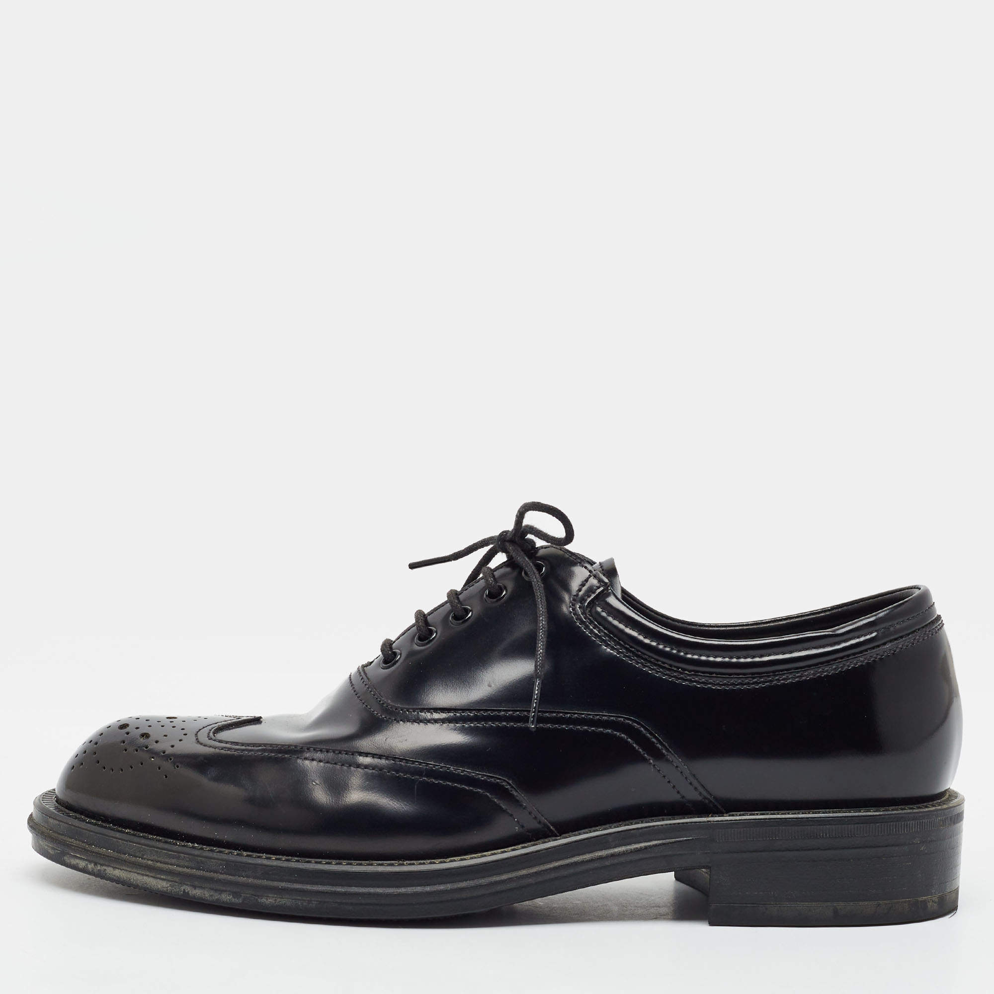 مملوكة مسبقًا Prada Size 39 Black Brushed Leather Brogues