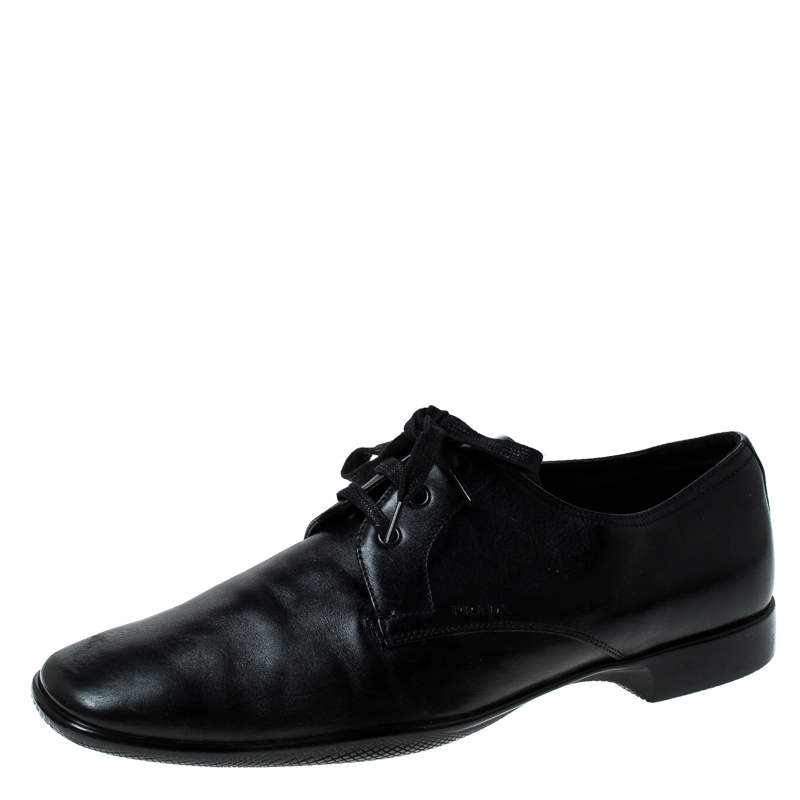 Prada Black Leather Lace Up Oxfords Size 41