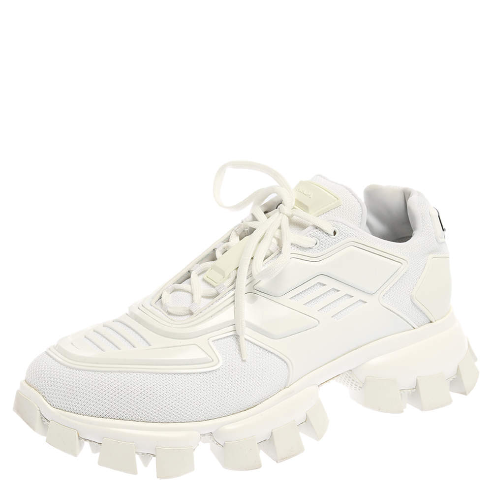 Prada White Mesh And Rubber Cloudbust Thunder Low Top Sneakers Size 45. ...