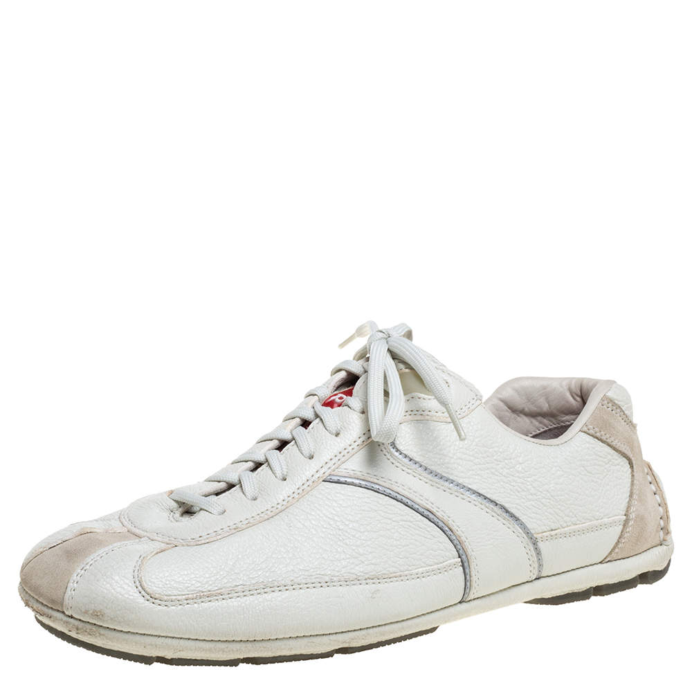 Prada Off White Leather Lace up Sneakers Size 41