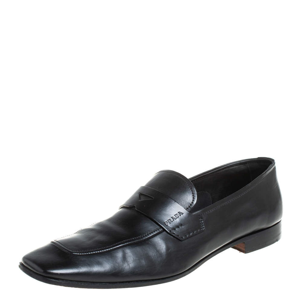 Prada Black Leather Penny Sip On Loafers Size 43 Prada | TLC