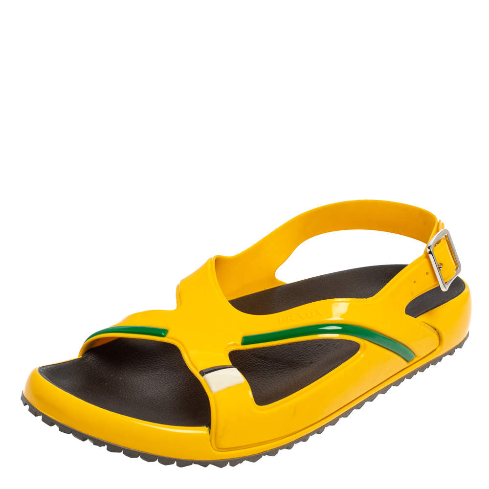 Prada Yellow Rubber Slingback Sandals Size 43 Prada | TLC