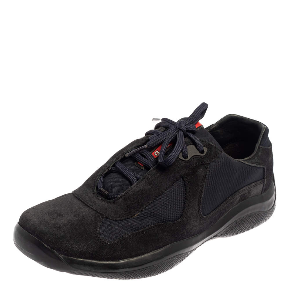 Pence verhouding Fantasie Prada Blue/Black Suede And Fabric Low Top Sneakers Size 41.5 Prada | TLC