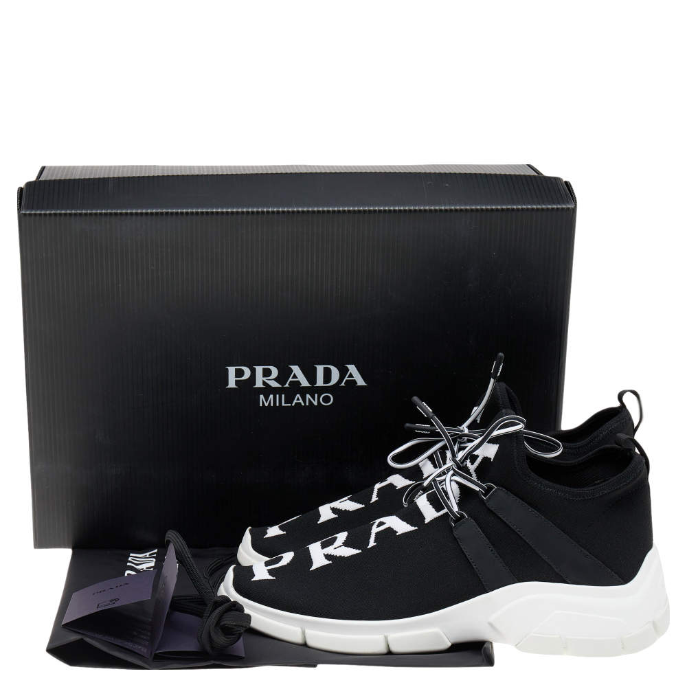 Prada logo knit sneakers best sale