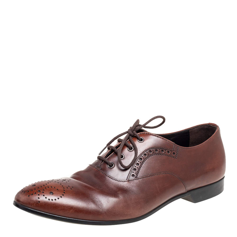Prada Brown Leather Lace Up Brogue Size 41