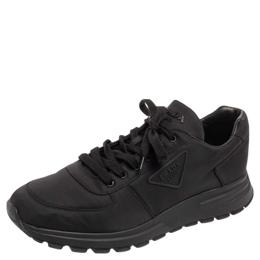 Prada Black Nylon Prax Low-Top Sneakers Size 46.5