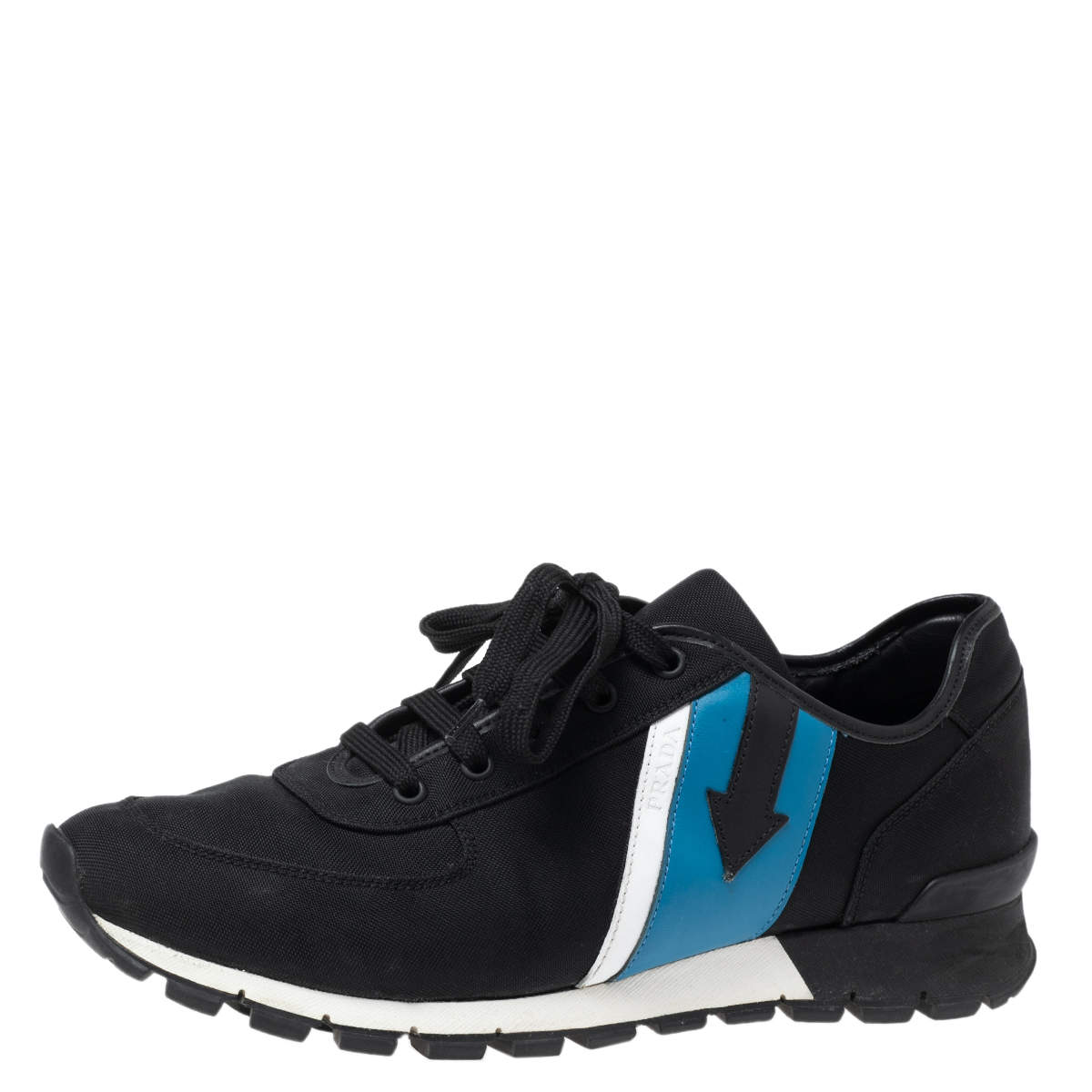 Prada Sport Black Canvas and Leather Low-Top Sneakers Size 41.5