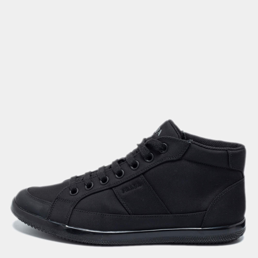 Prada Black Canvas High Top Sneakers Size 41 