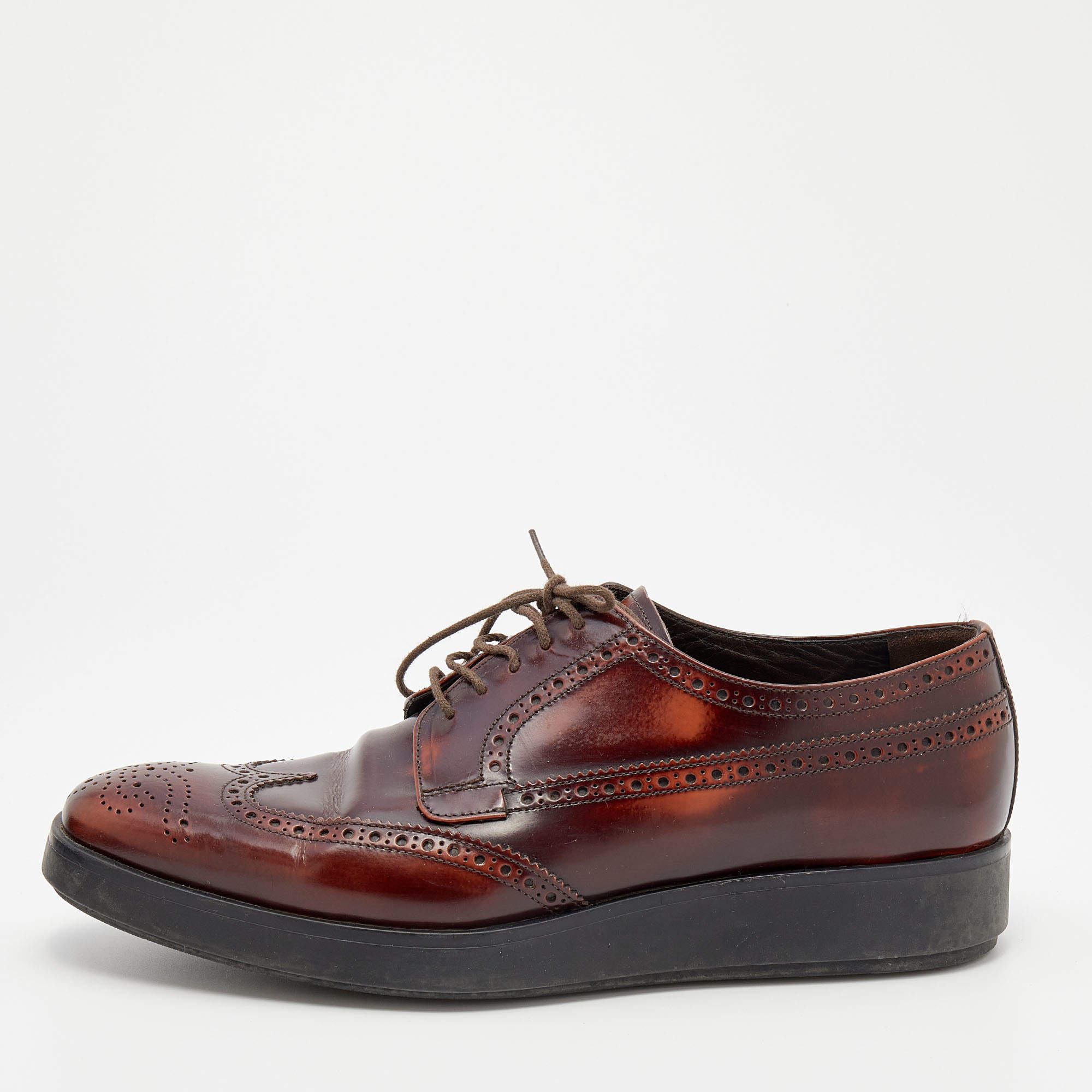 Prada Two Tone Brogue Leather Lace Up Derby Size 41 