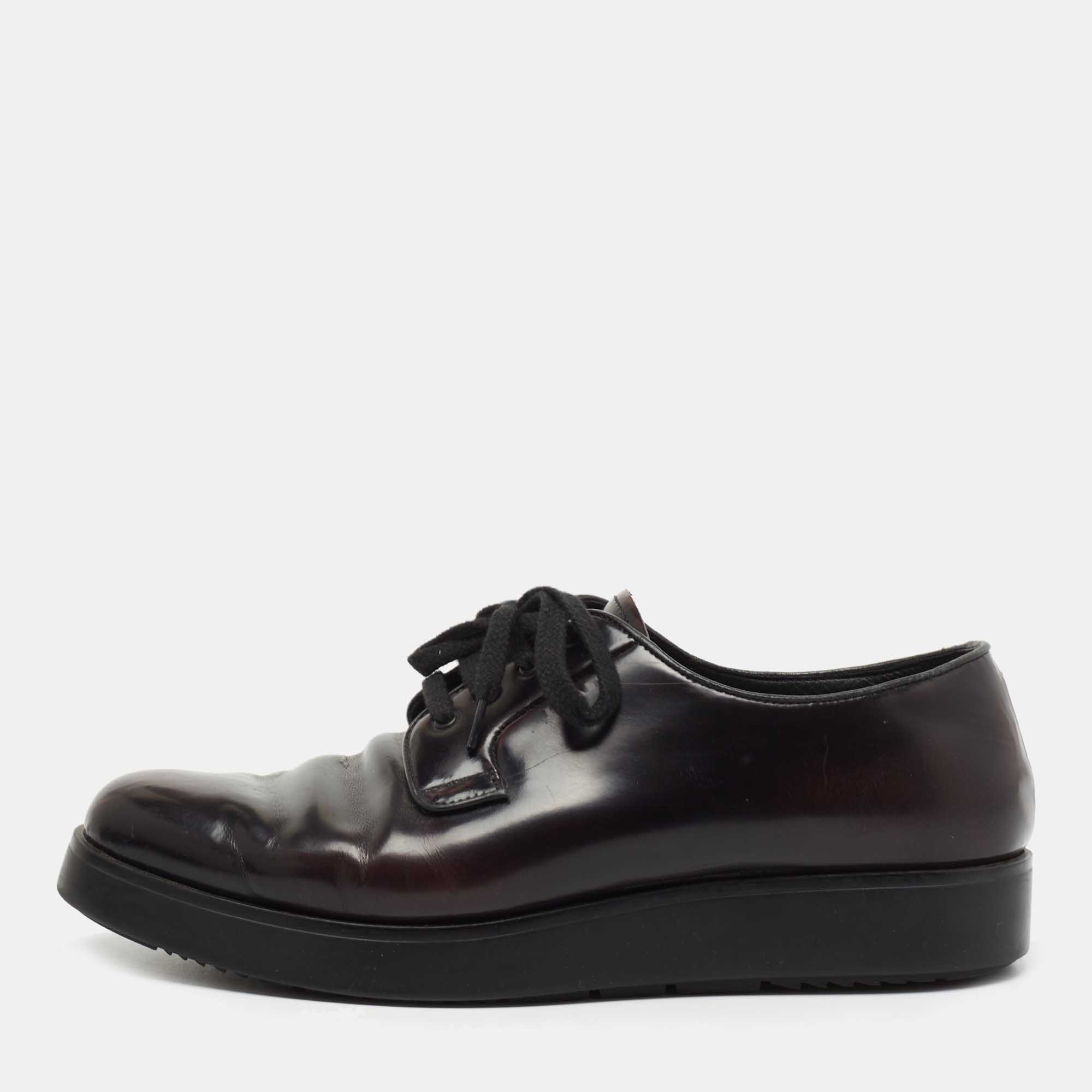 Prada Two Tone Leather Lace Up Oxford Size 41.5 