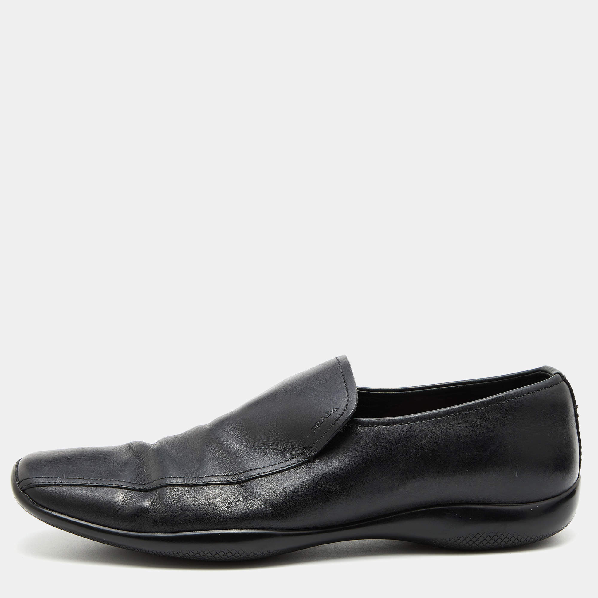 Prada Sport Black Leather Slip On Loafers Size 44 Prada | TLC