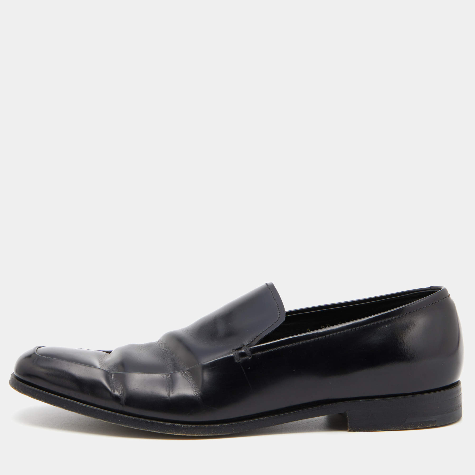 Prada Black Leather Slip on Loafers Size 40