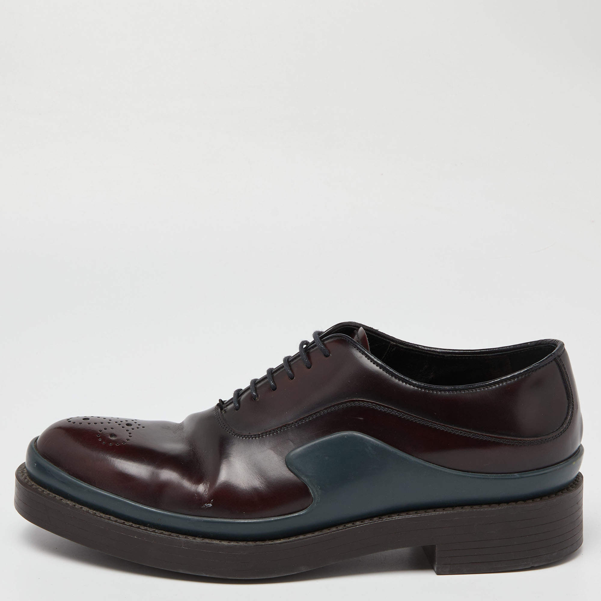 Prada Burgundy Leather Lace Up Oxfords Size 43.5