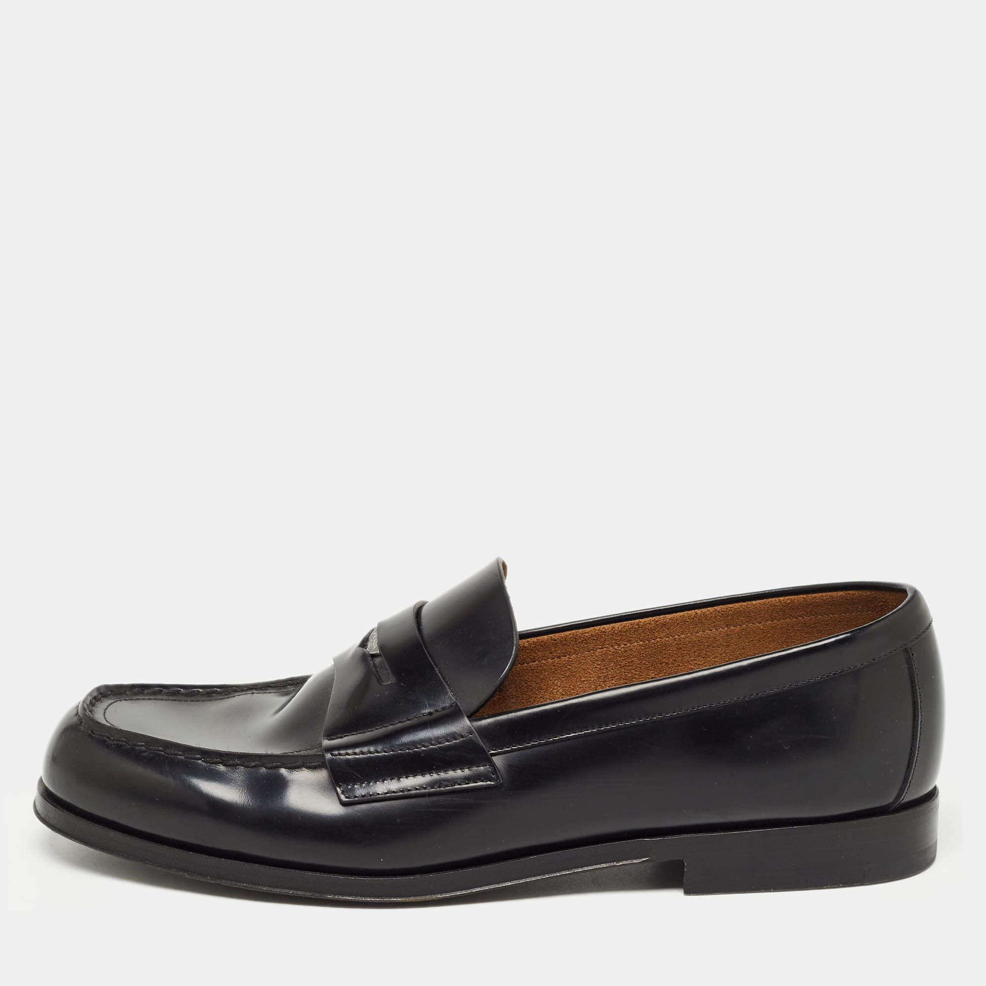 Pre Owned Prada Black Leather Penny Loafers Size 43