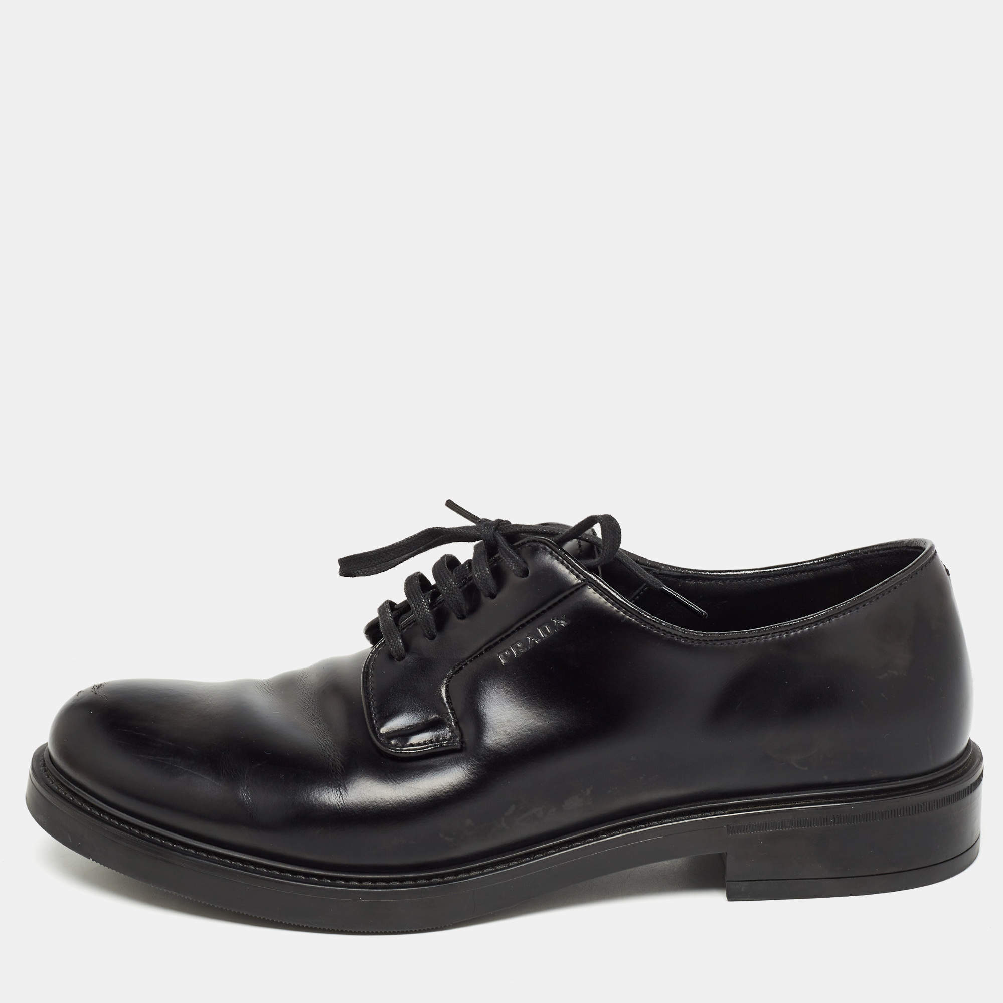 Prada Black Leather Lace Up Derby Size 42.5