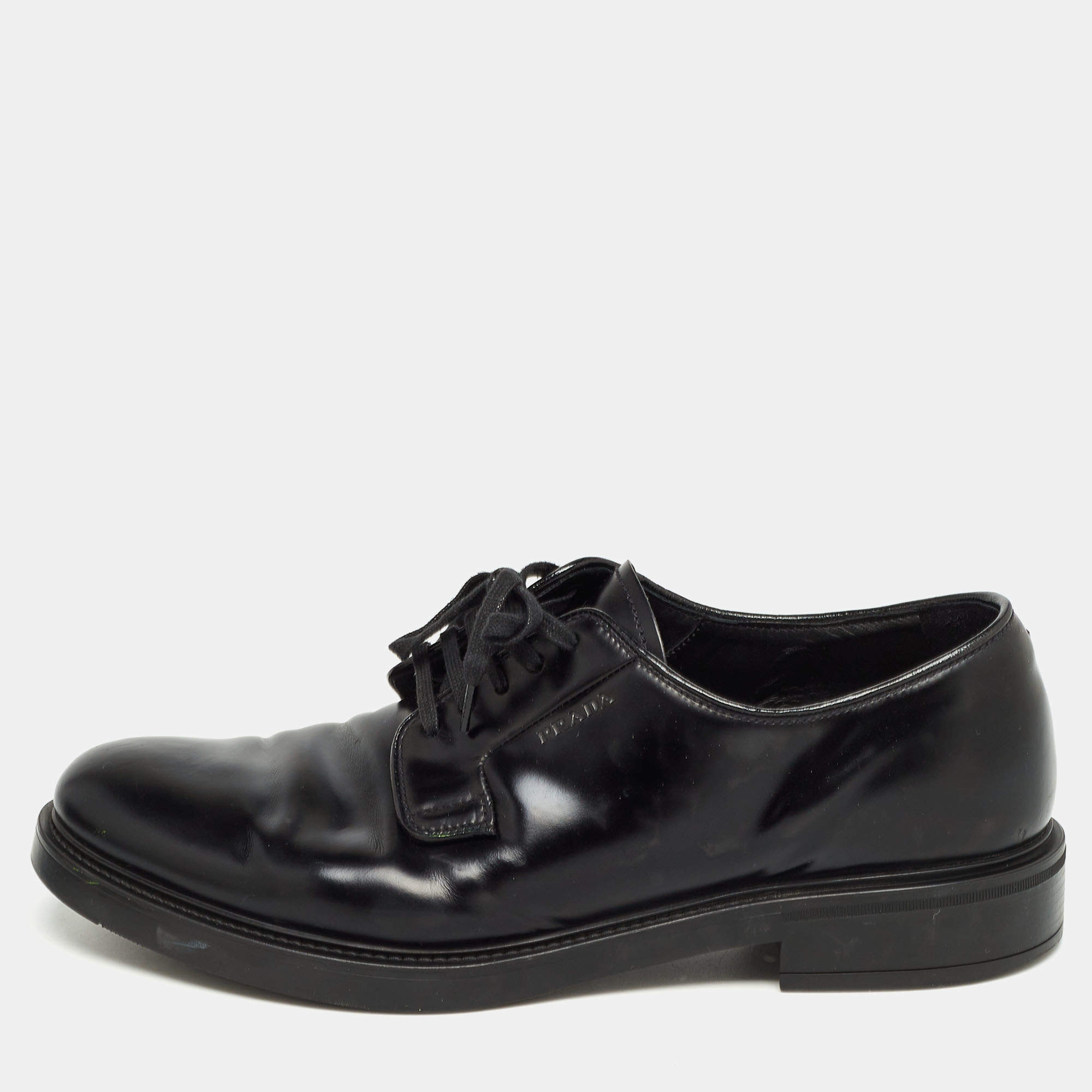 Prada Black Leather Lace Up Derby Size 41