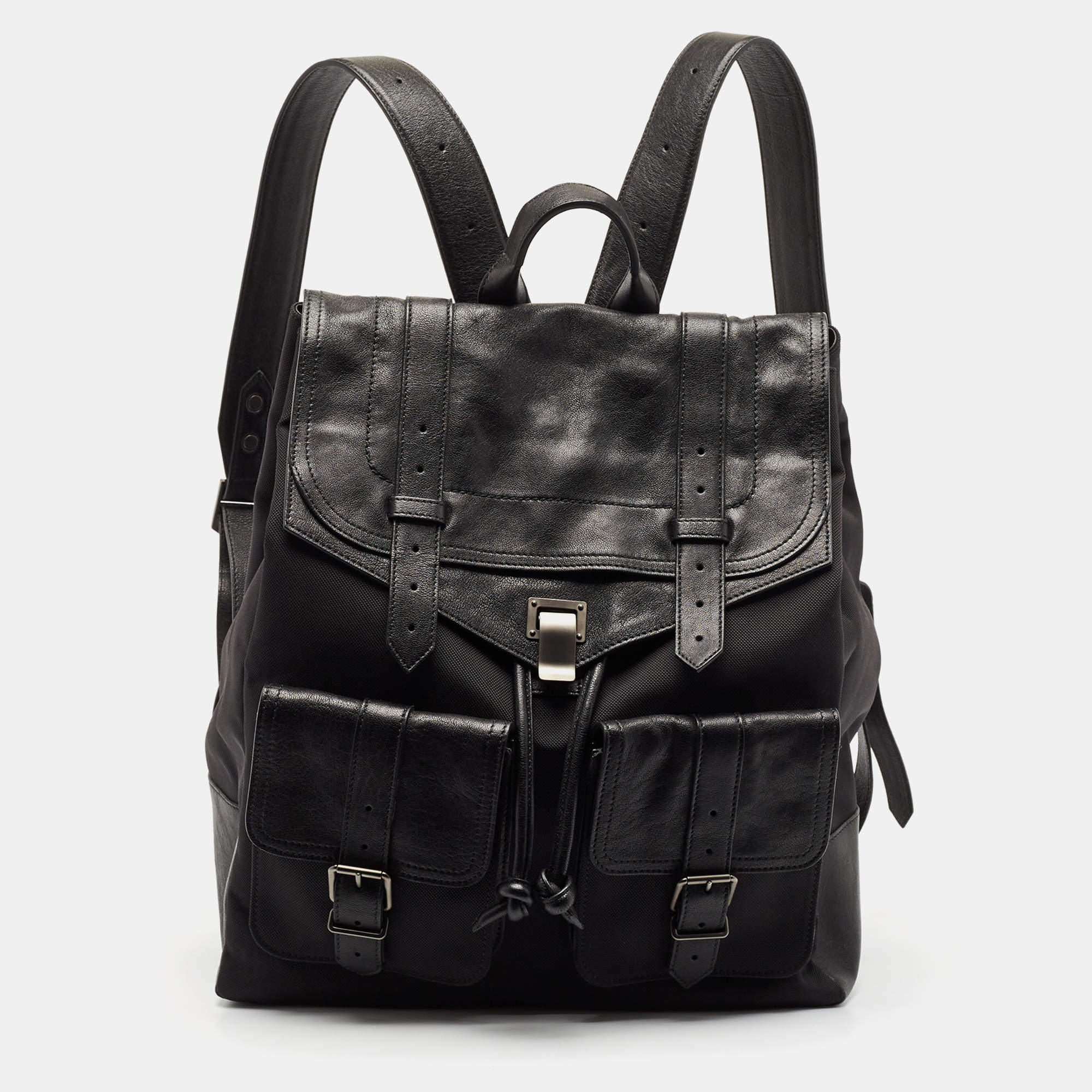 Proenza Schouler Black Leather and Nylon PS1 Backpack